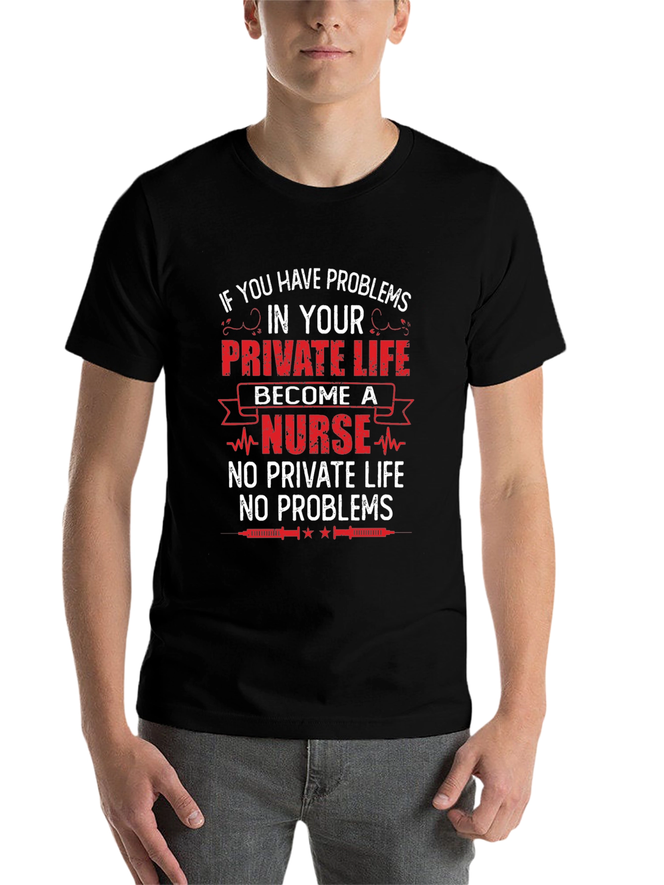 Black Nurse Life T-Shirt - No Private Life, No Problems view 7