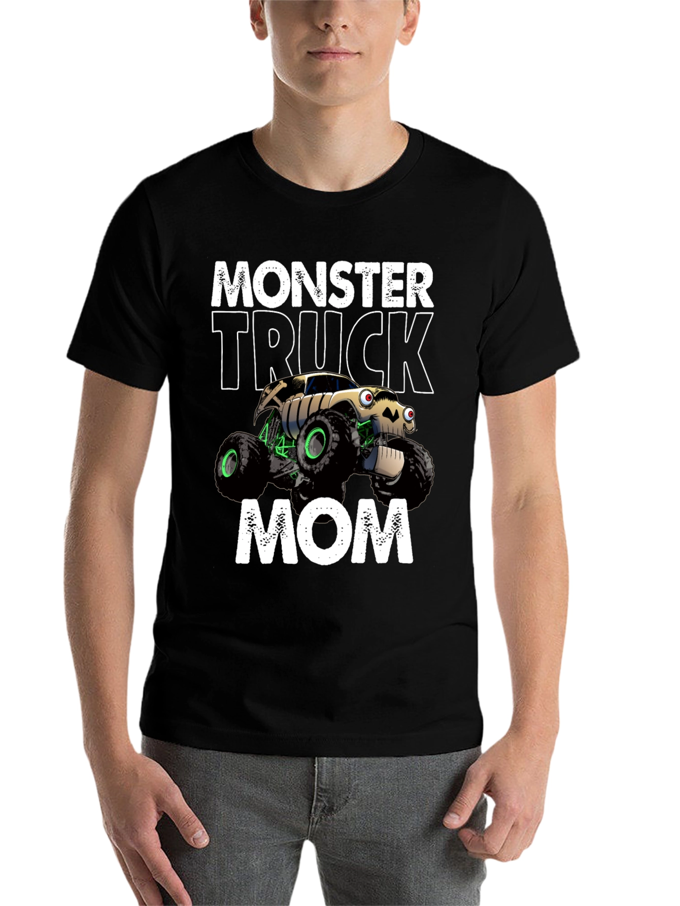 Black Monster Truck Mom T-Shirt - Black Cotton Blend view 7
