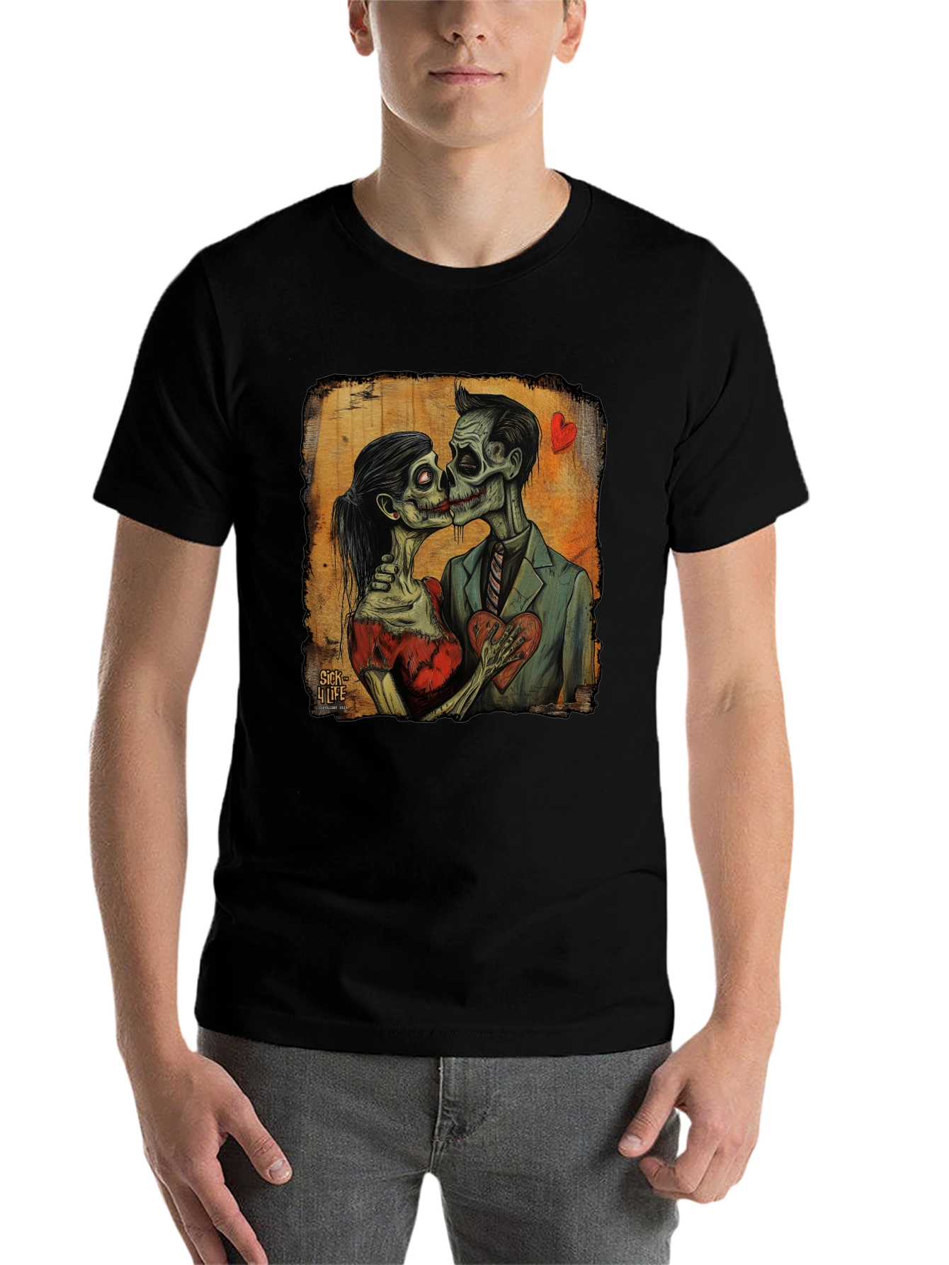 Black Zombie Love T-Shirt - Undead Romance Tee view 7