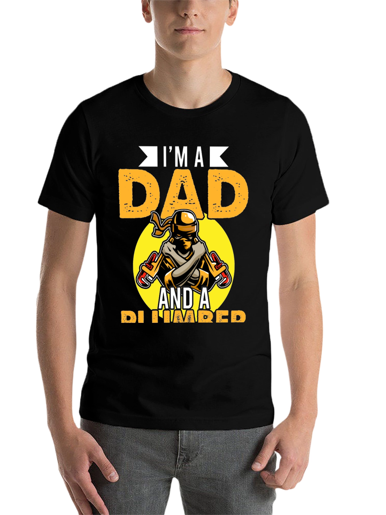 Black I'm A Dad And A Plumber Graphic Tee view 7