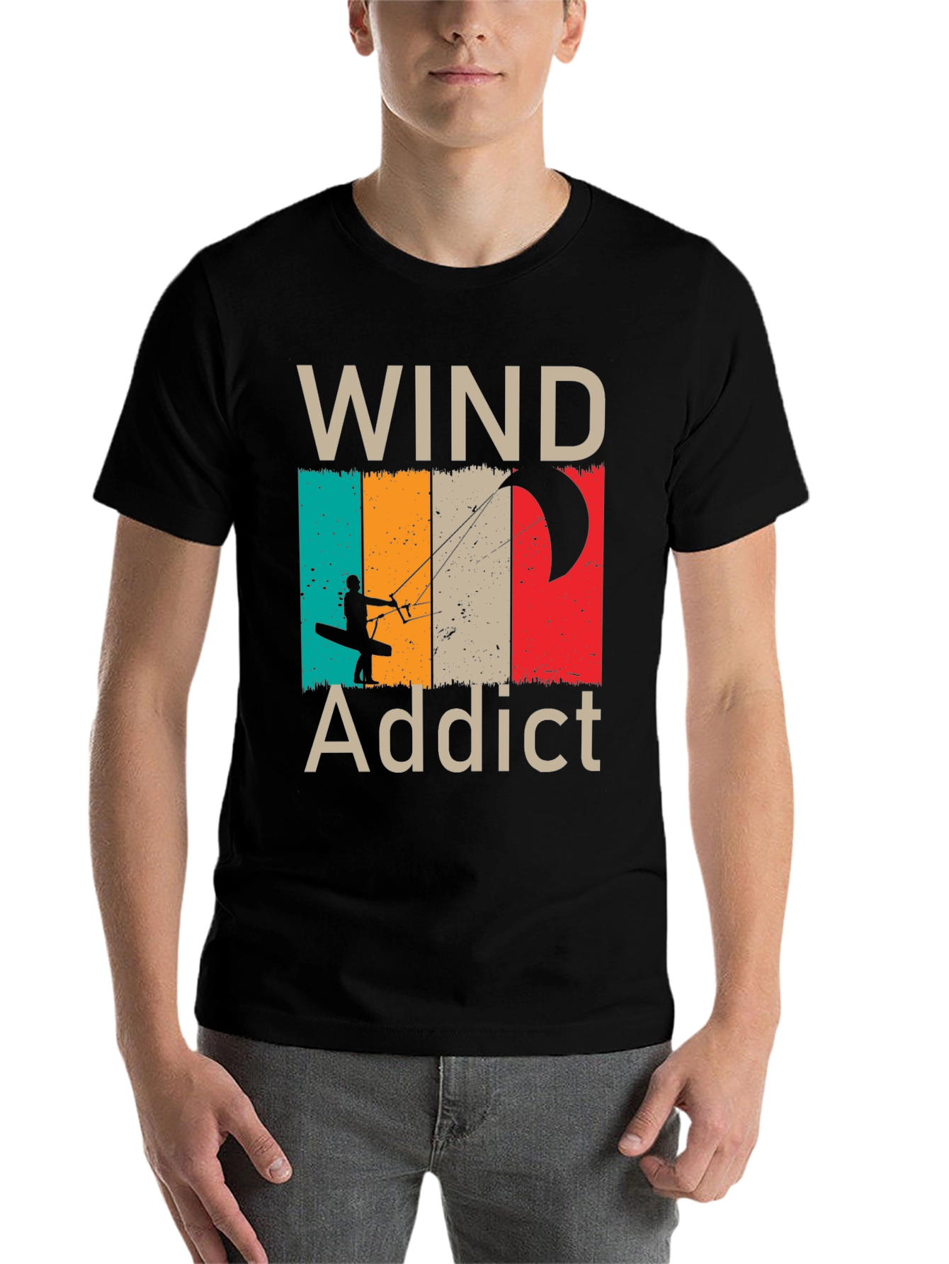 Black Wind Addict T-Shirt - Kiteboarding Design view 7