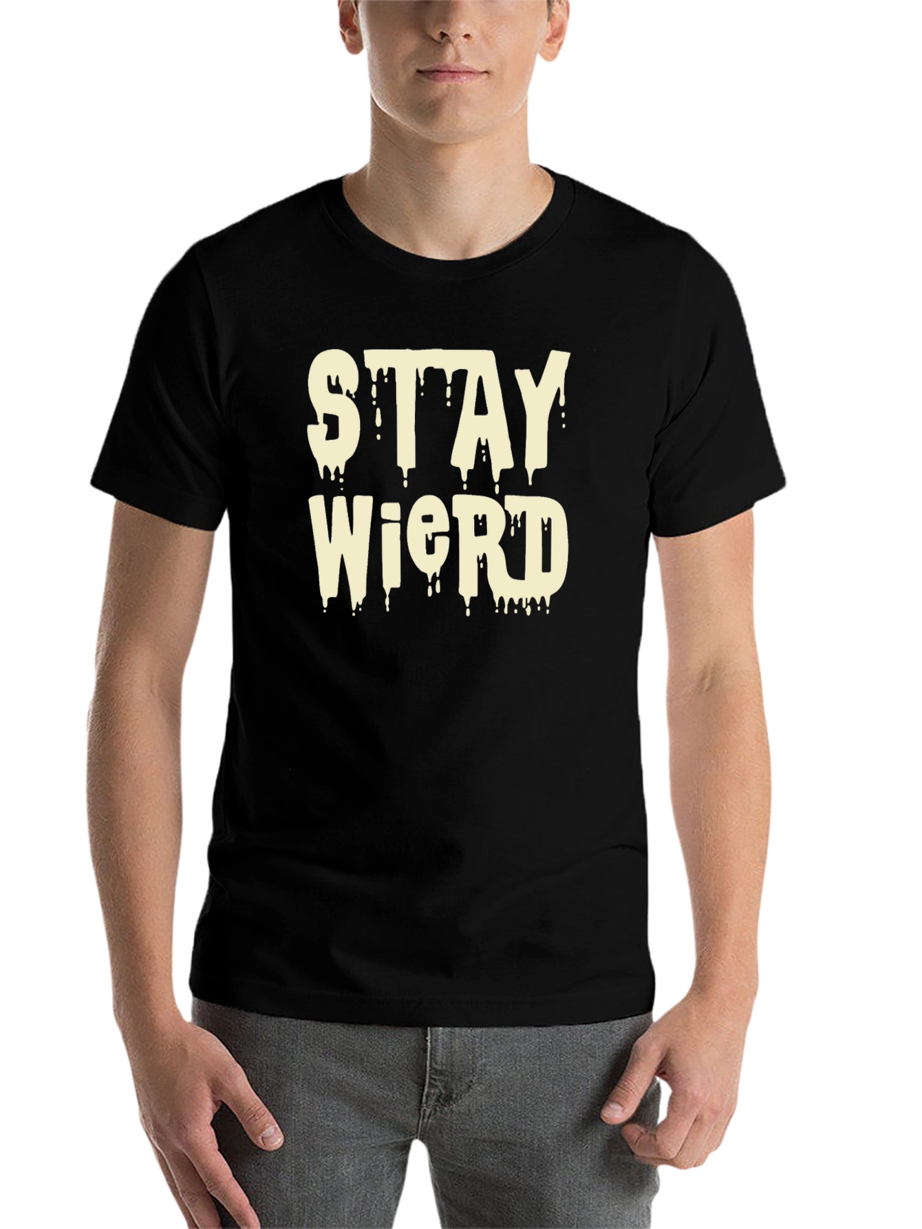 Black Stay Weird Black Graphic T-Shirt view 7