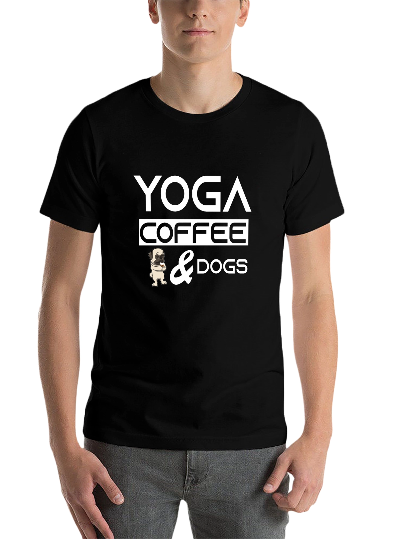 Black Yoga Coffee and Dogs Graphic Tee view 7