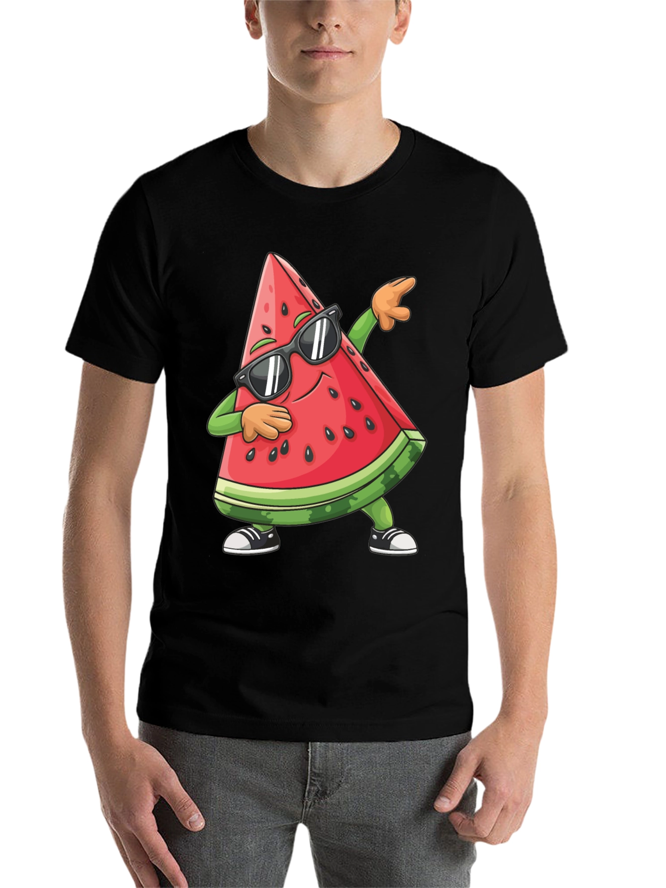 Black Cool Watermelon Dab T-Shirt - Summer Fun! view 7