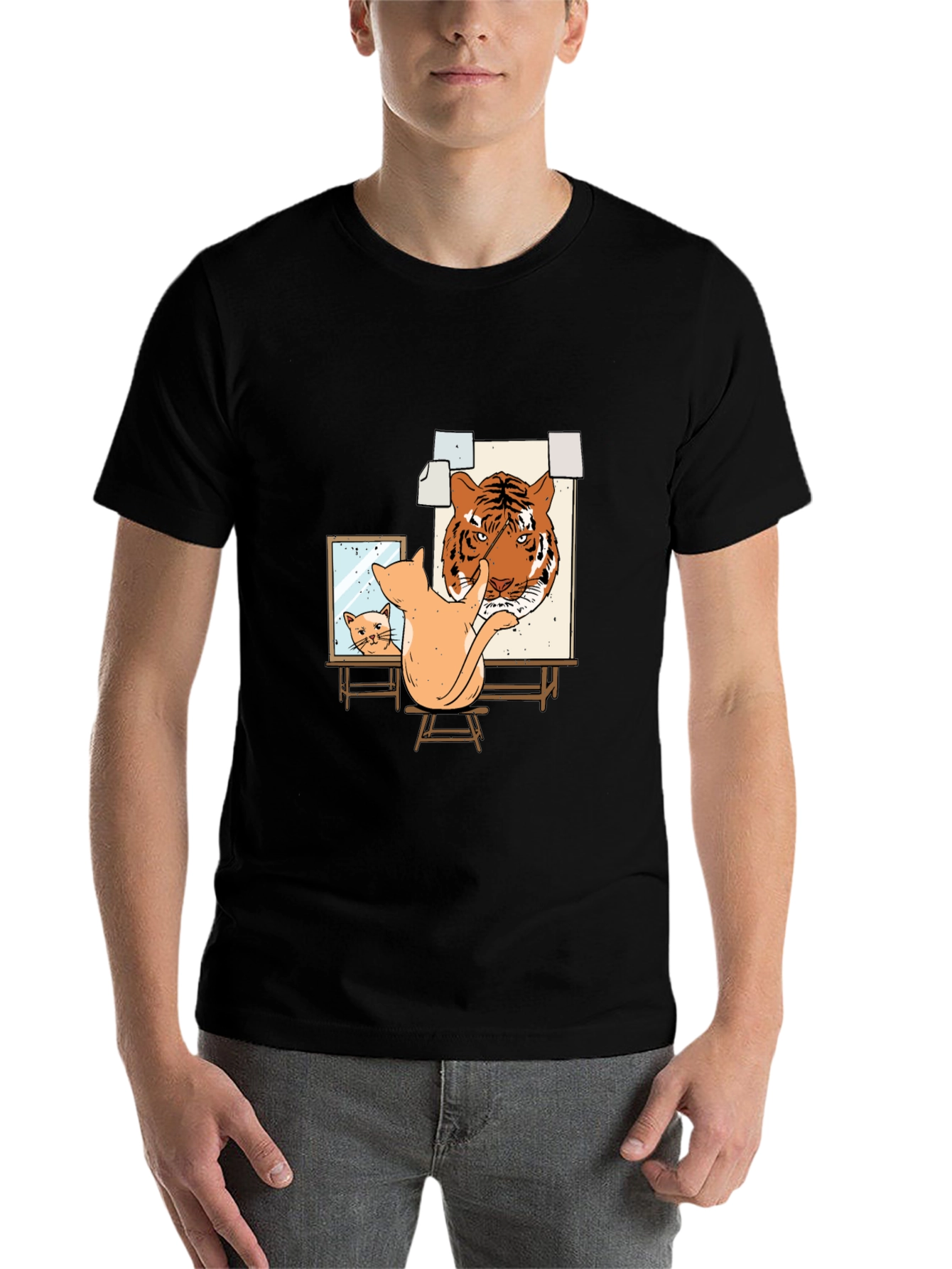 Black Cat Painting Tiger T-Shirt - Artistic & Unique Design view 7