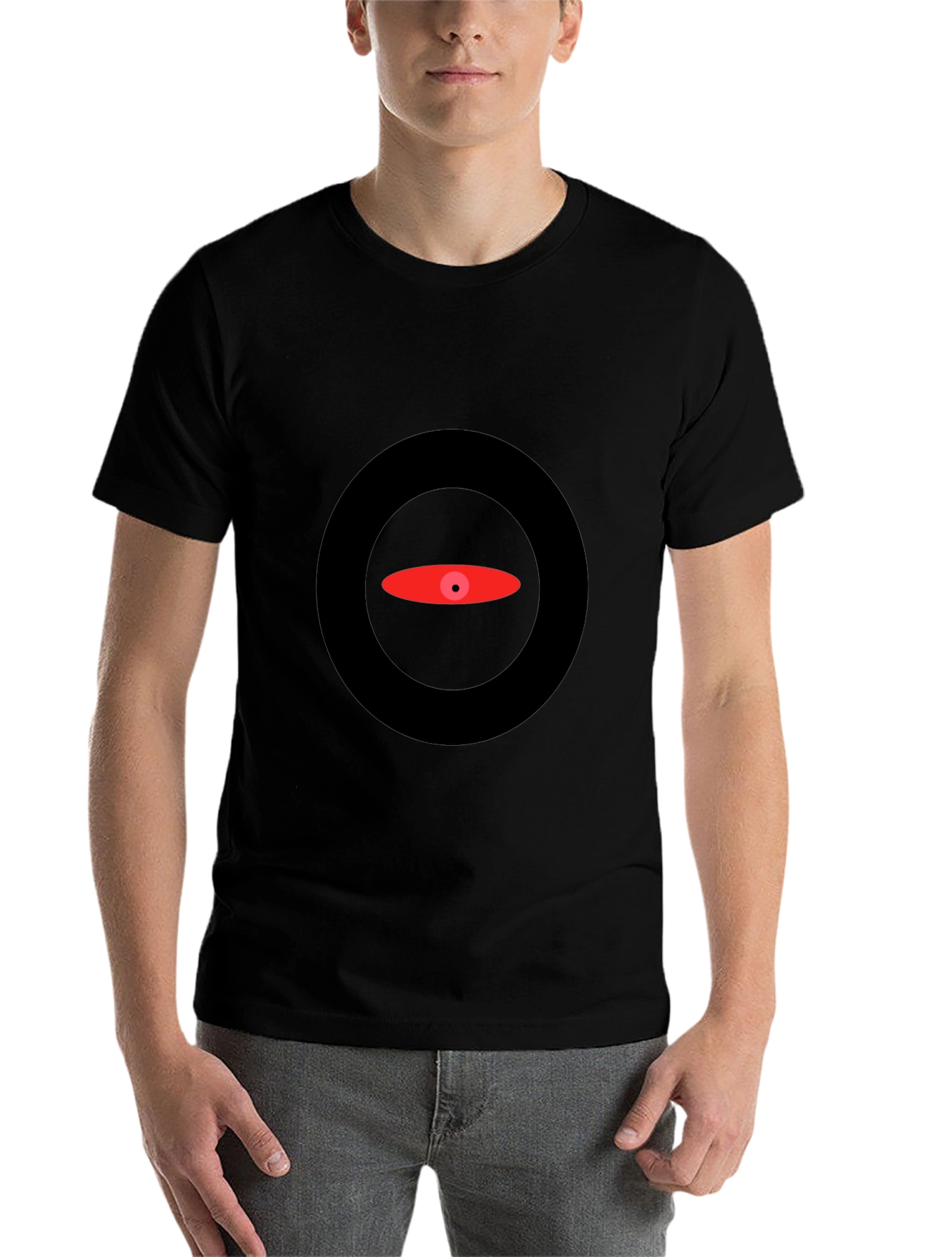 Black Abstract Eye Graphic Black T-Shirt view 7