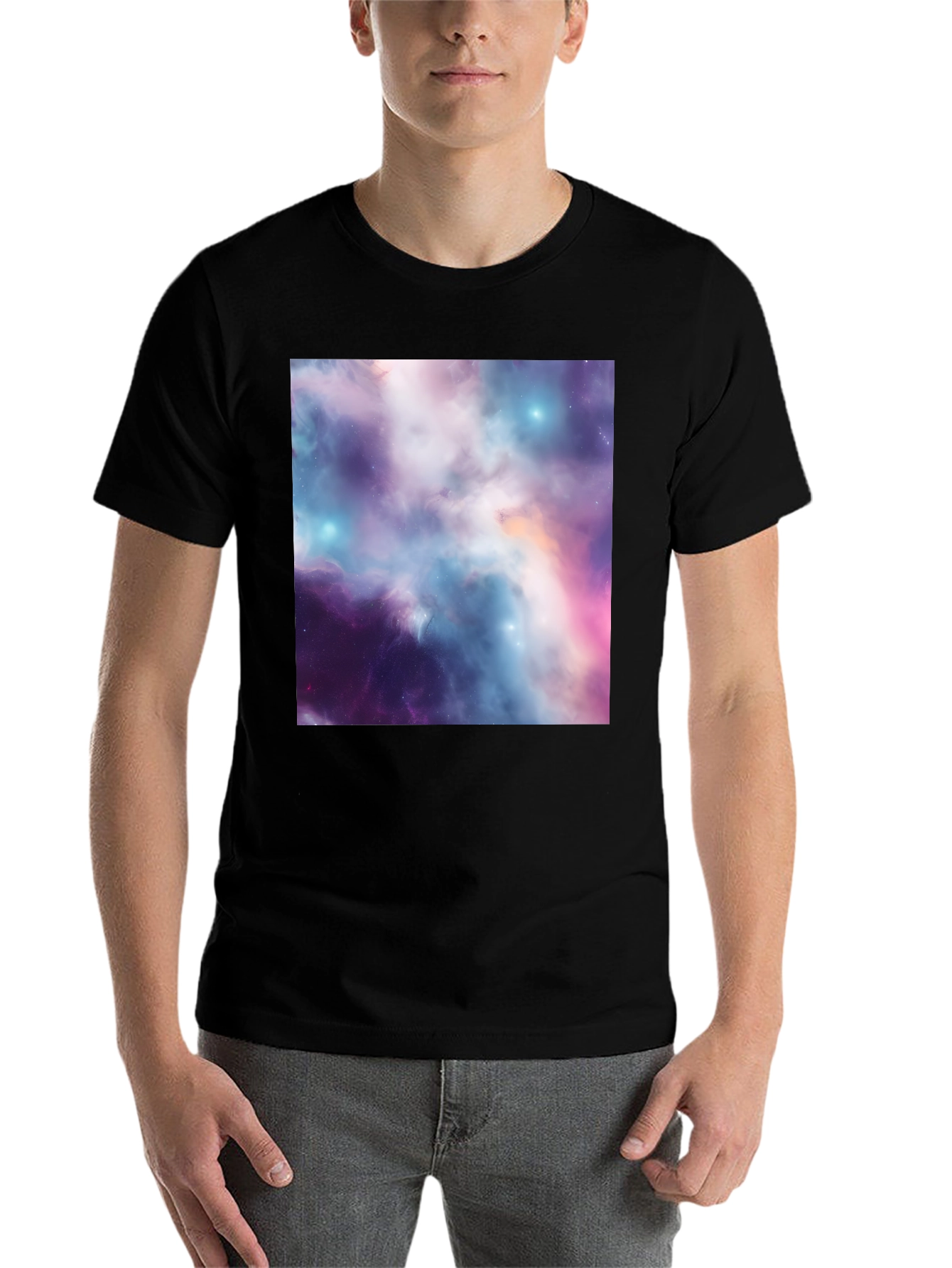 Black Nebula Print Black T-Shirt view 7