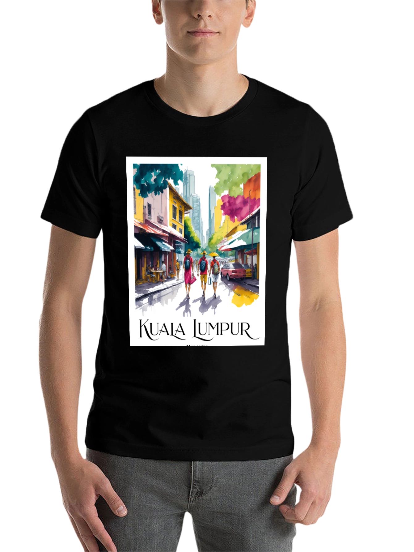 Black Kuala Lumpur Travel T-Shirt view 7