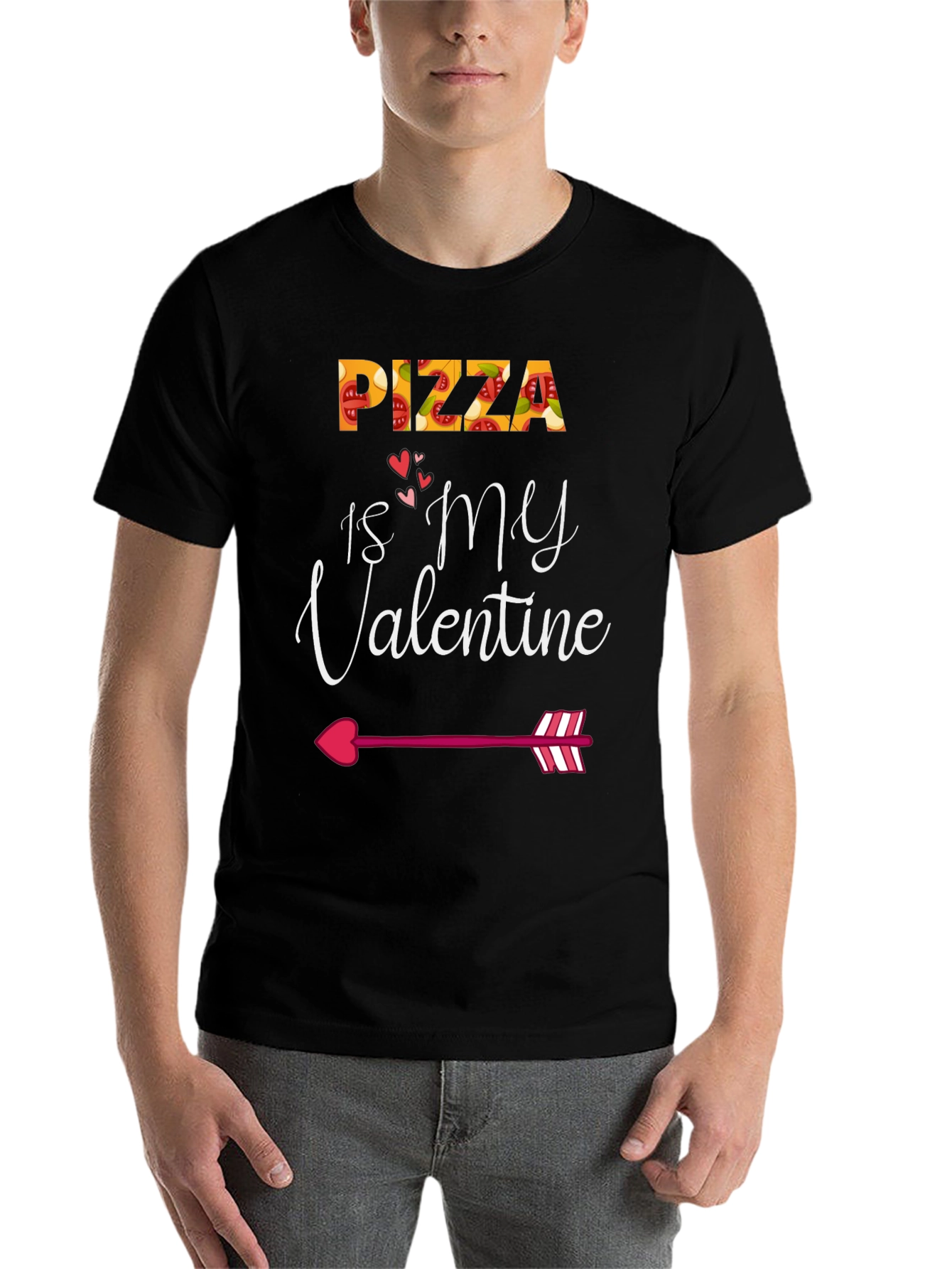 Black Pizza Is My Valentine Graphic Tee view 7