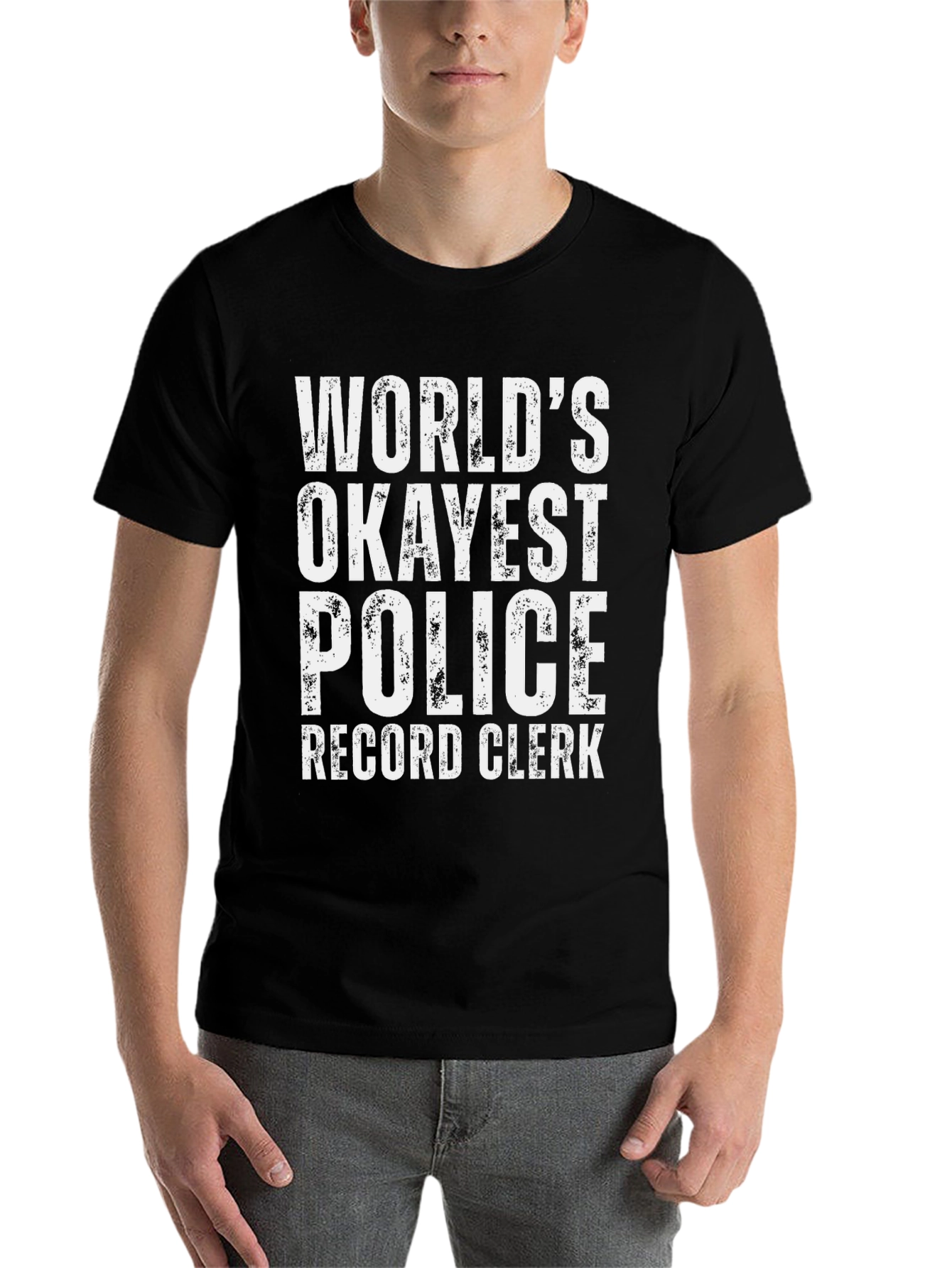Black Okayest Police Record Clerk Graphic Tee view 7