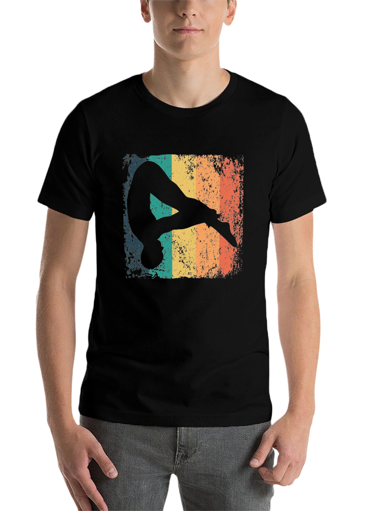 Black Retro Gymnast Graphic T-Shirt view 7