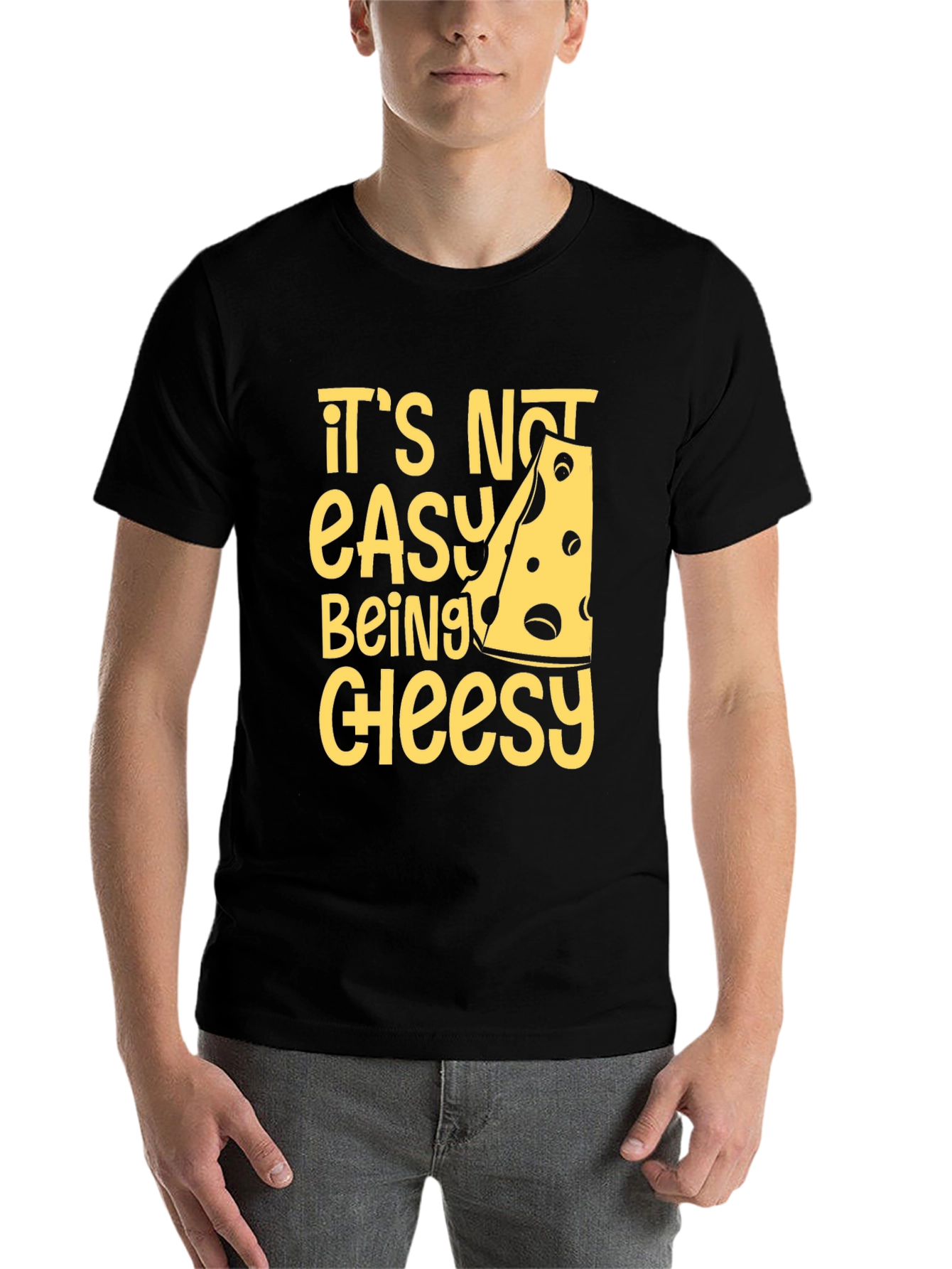 Black Cheesy Humor T-Shirt - It's Not Easy Being Cheesy! view 7