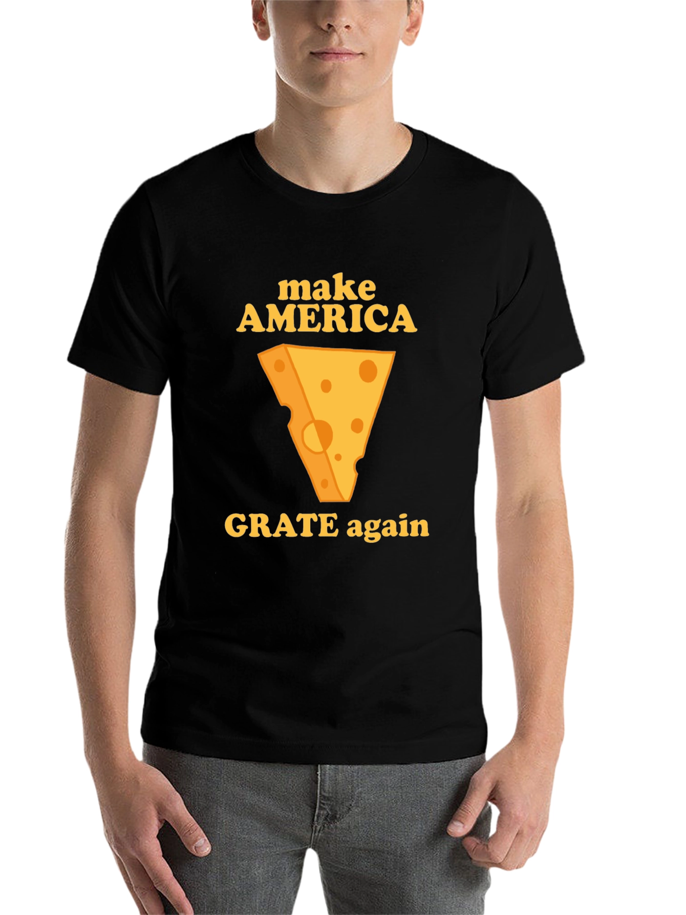 Black Make America Grate Again T-Shirt - Cheese Humor Tee view 7