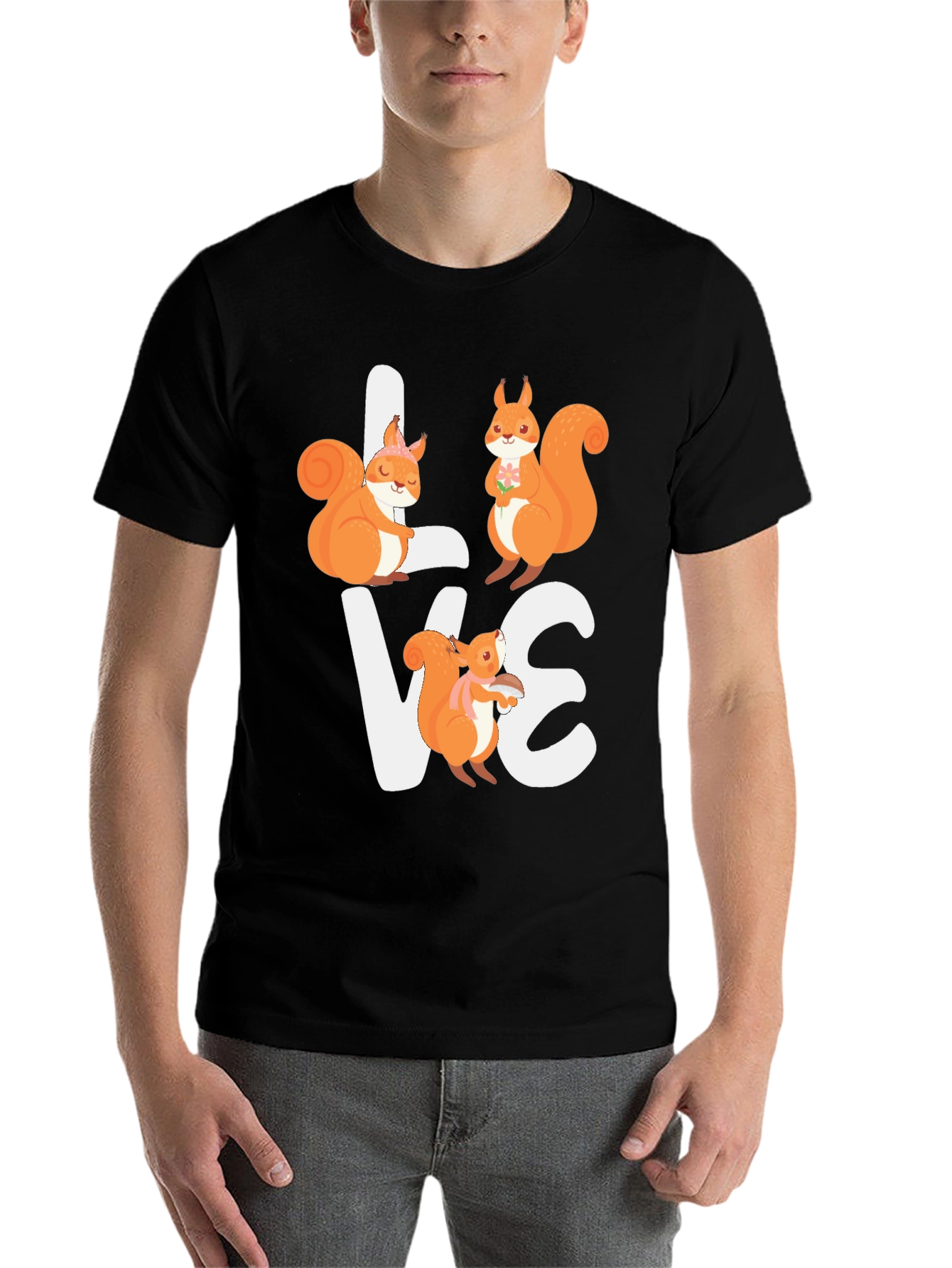 Black Squirrel Love Graphic T-Shirt - Adorable Animal Tee view 7