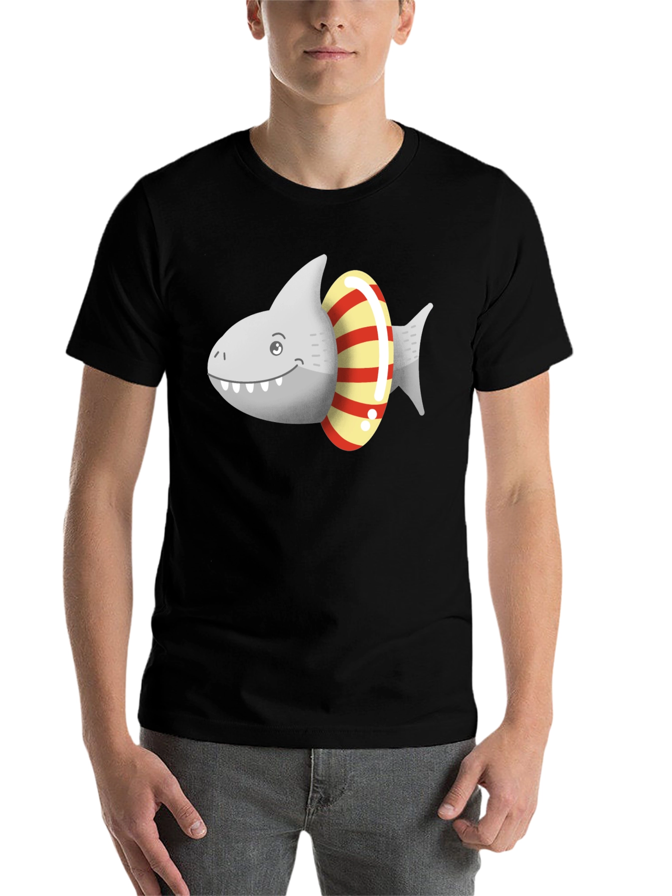 Black Shark Ring Toss Graphic Tee - Black view 7