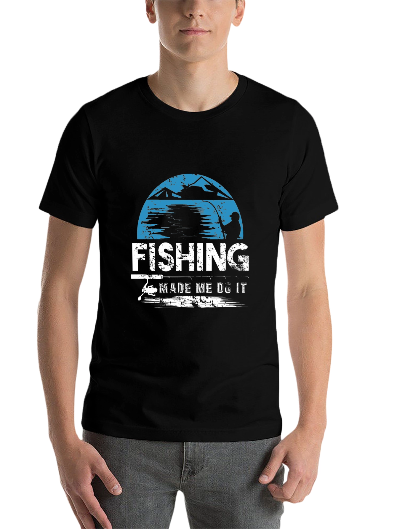 Black Fishing Made Me Do It Graphic T-Shirt view 7