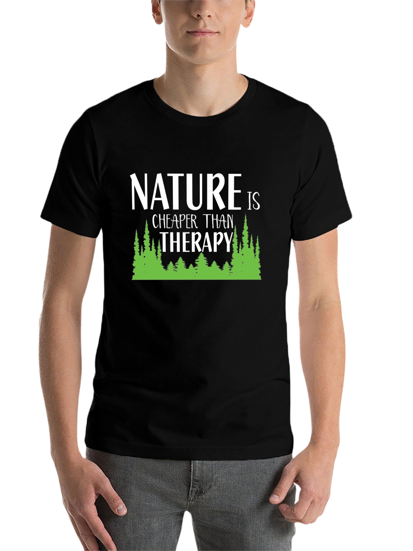 Black Nature is Cheaper Than Therapy Graphic Tee view 7