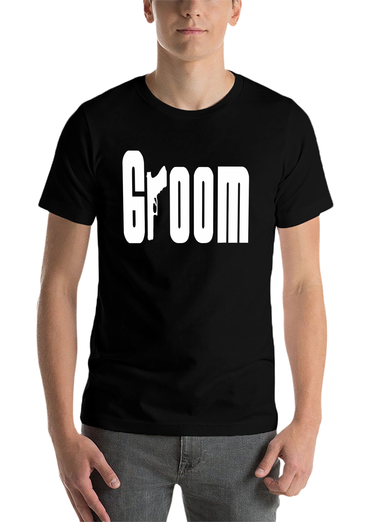 Black Groom Graphic Tee - Gun Silhouette Design view 7