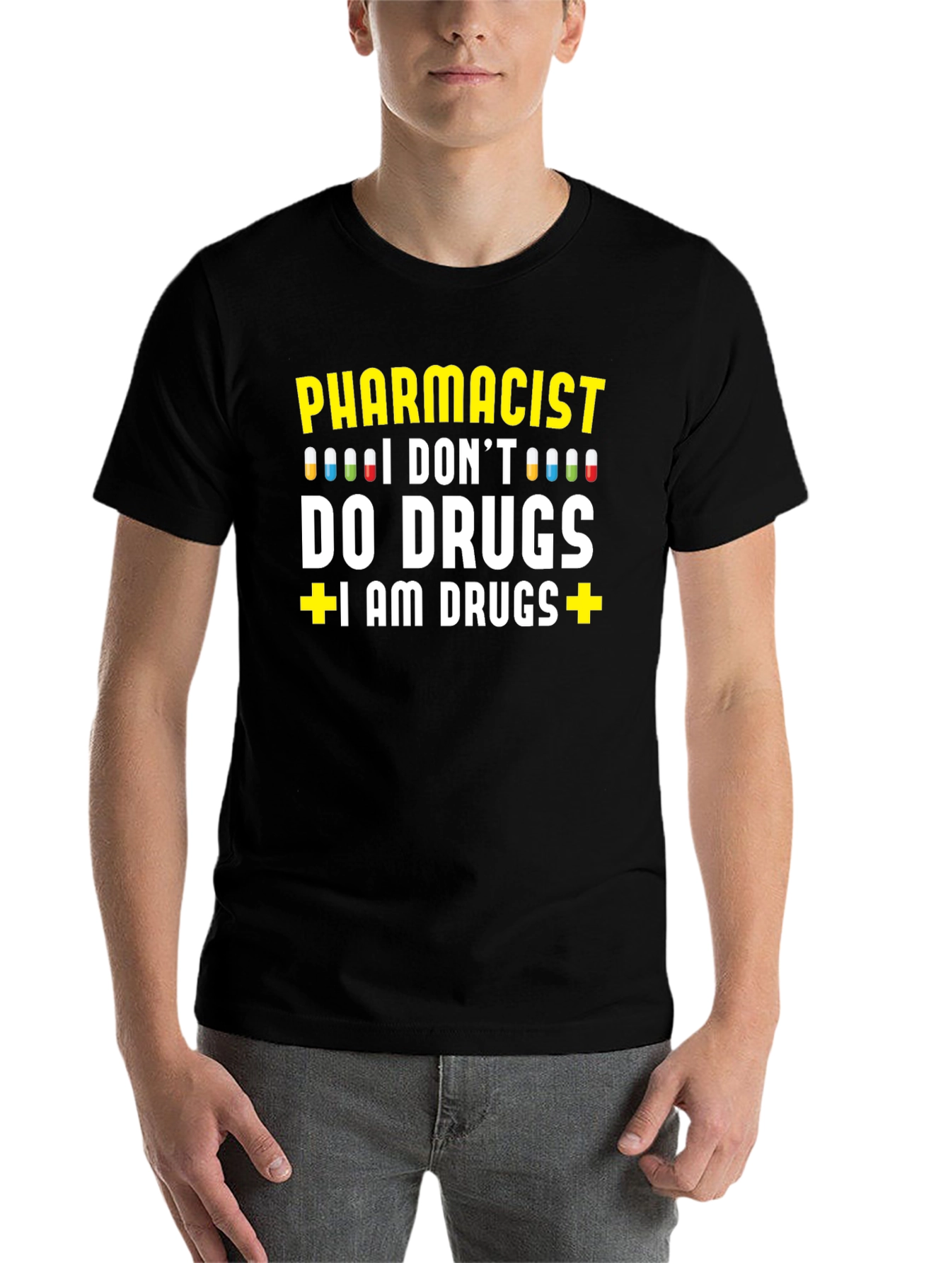 Black Pharmacist I AM DRUGS Graphic T-Shirt view 7