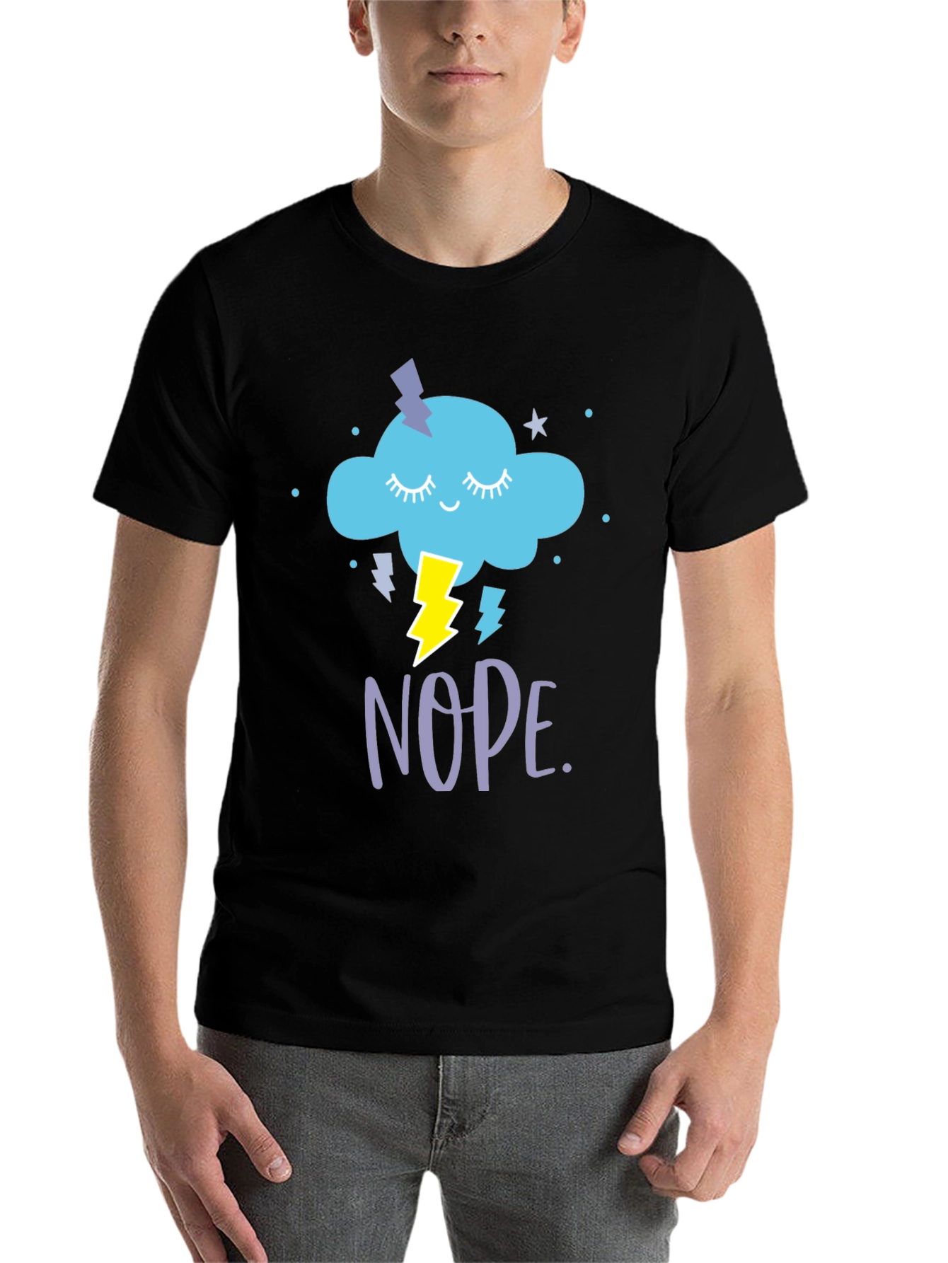 Black Nope Cloud T-Shirt - Funny Graphic Tee view 7