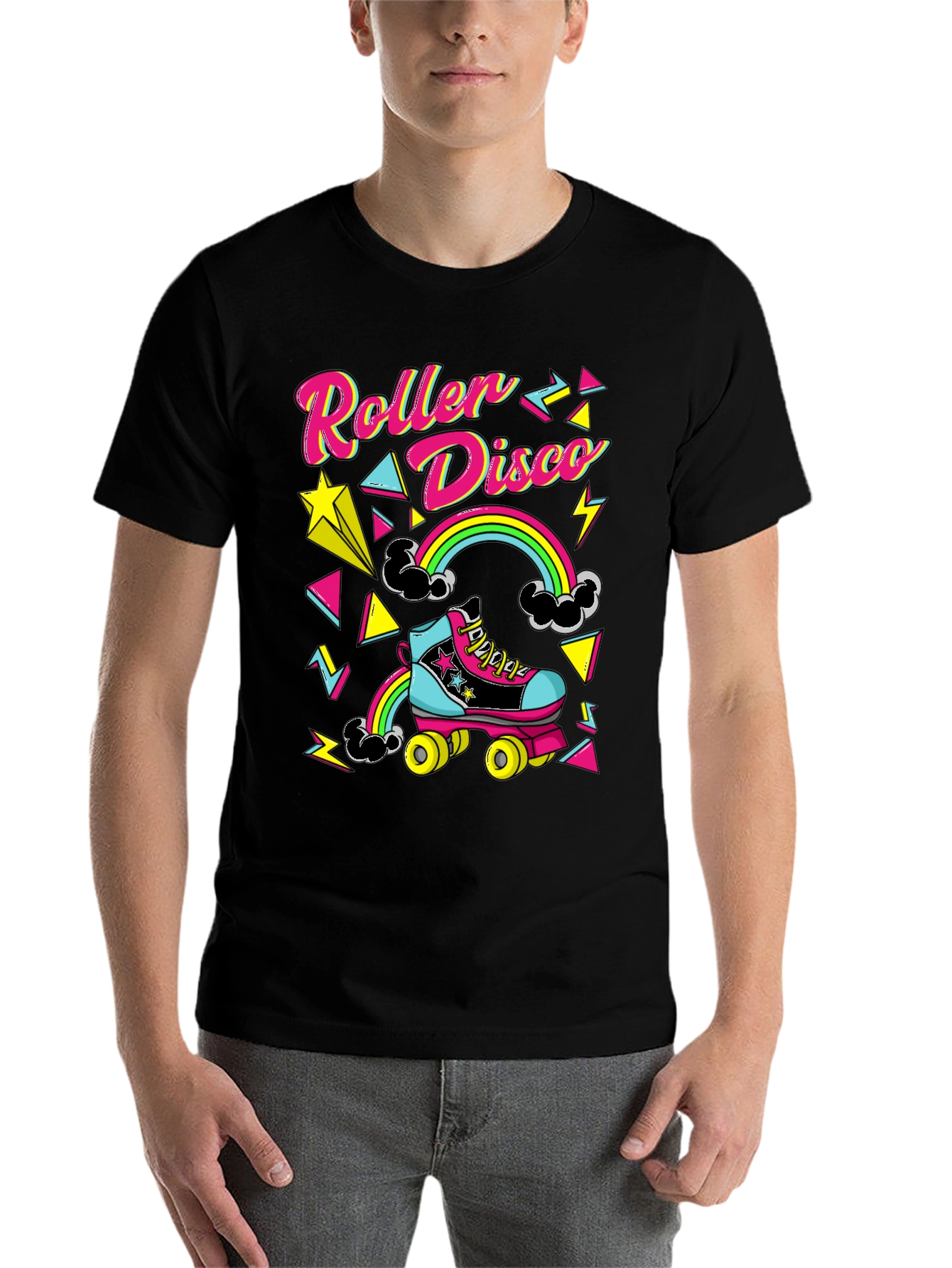 Black Retro Roller Disco T-Shirt - 80s Style view 7
