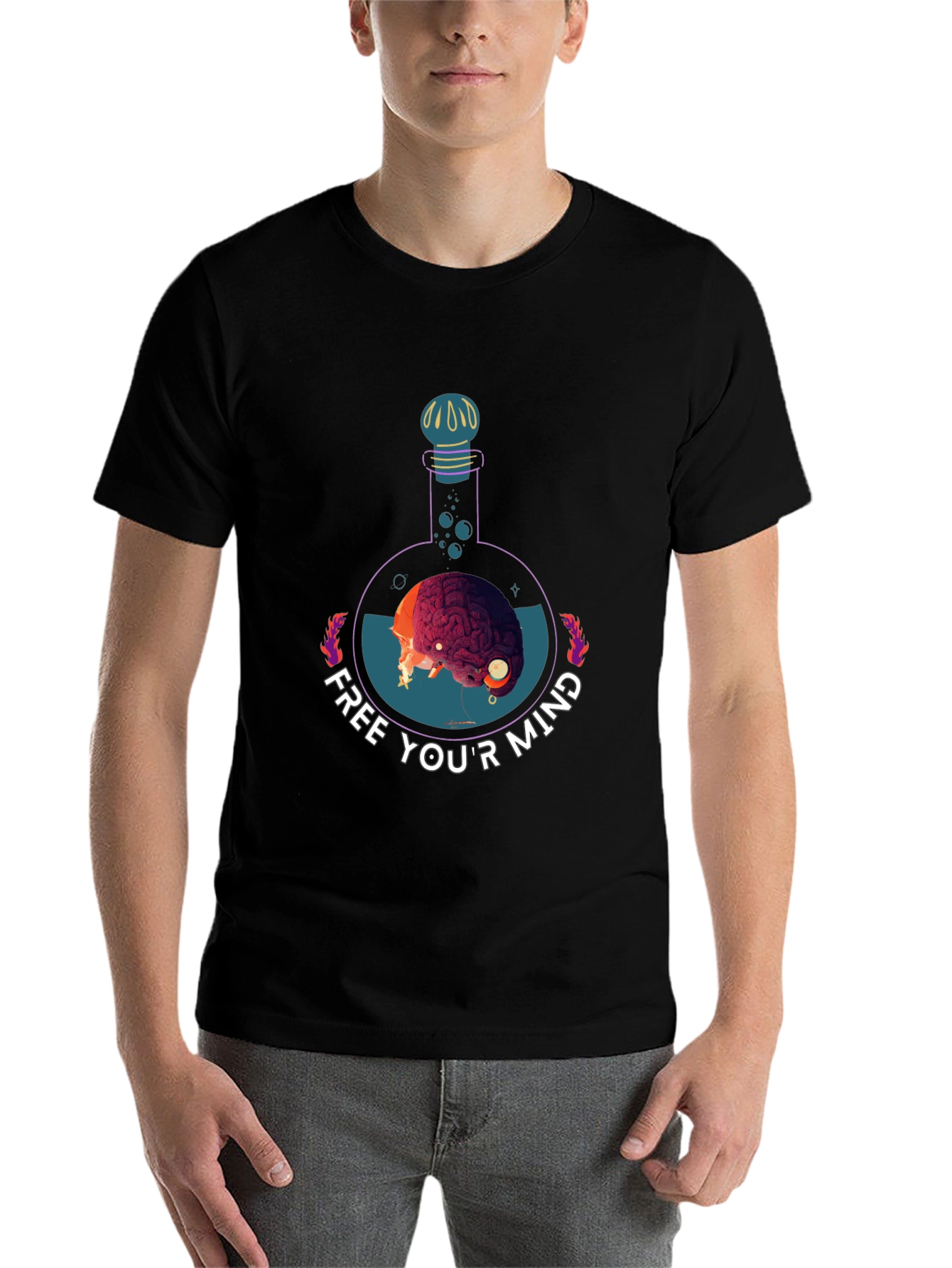 Black Free Your Mind Graphic Tee - Brain Potion Shirt view 7