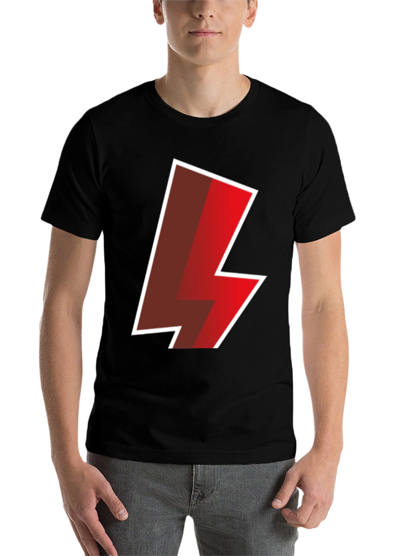Black Bold Lightning Bolt Graphic Tee - Black view 7