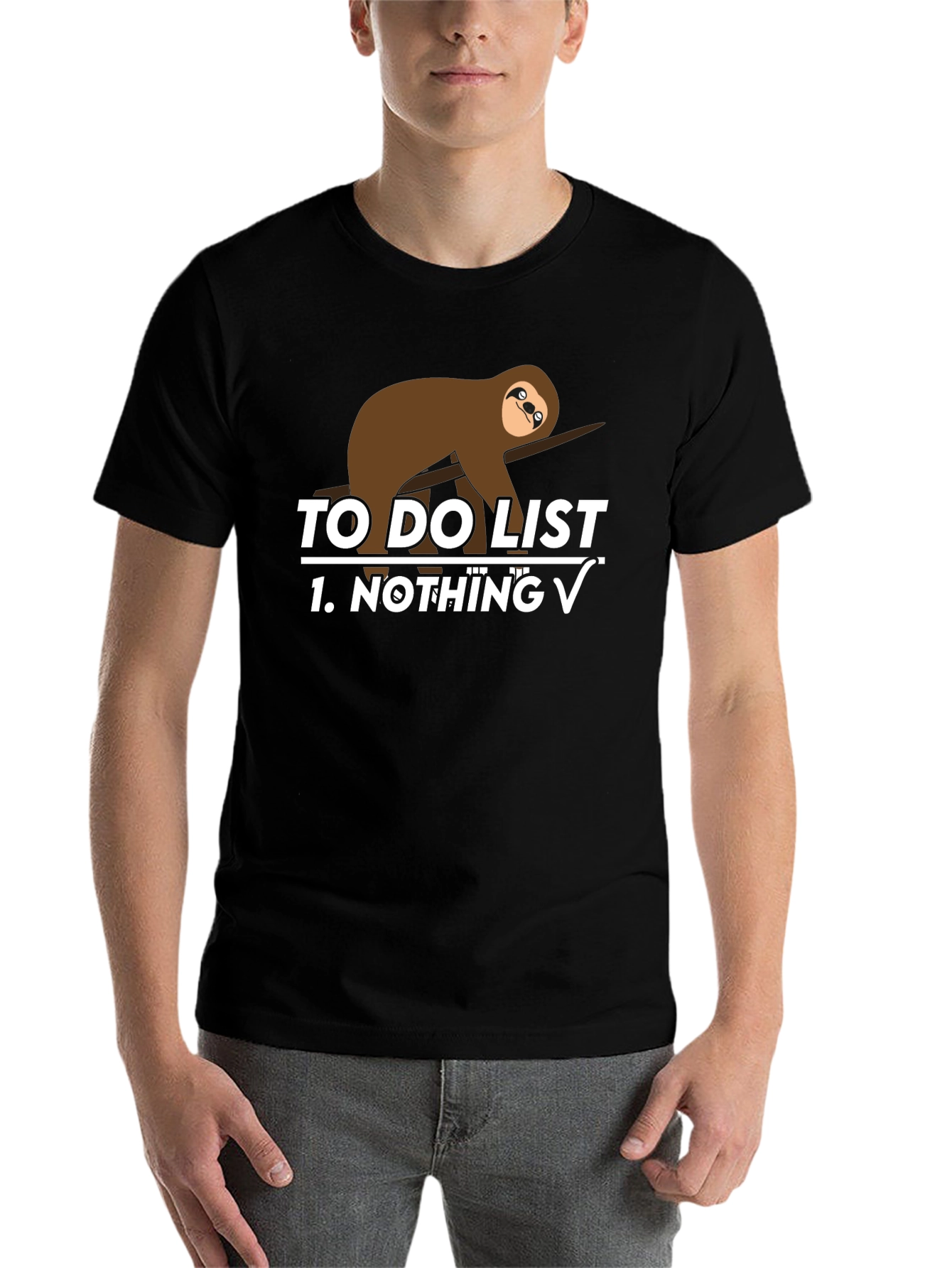 Black Sloth To-Do List Funny Graphic Tee view 7