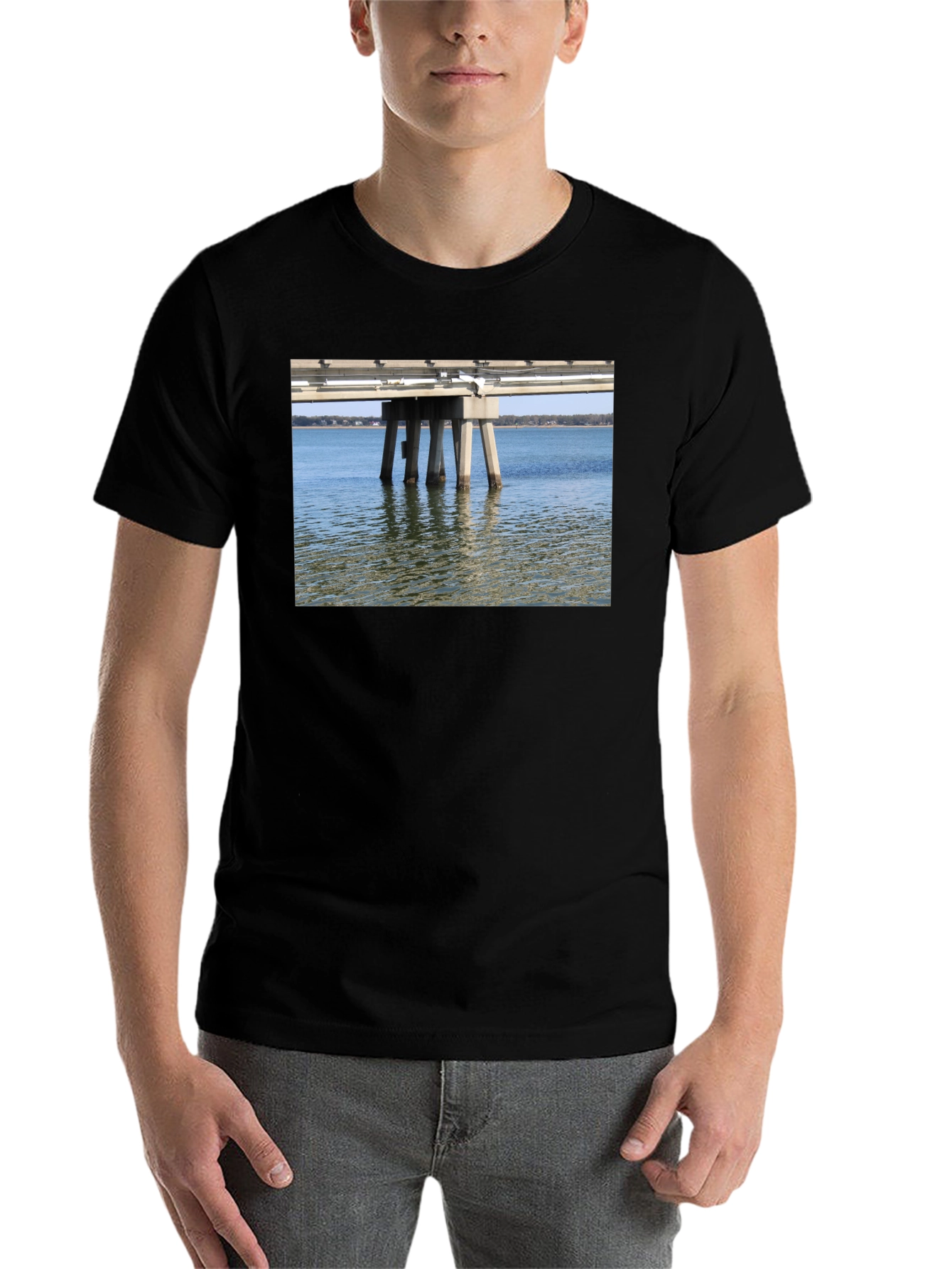 Black Pier View T-Shirt - Black, Casual Wear view 7