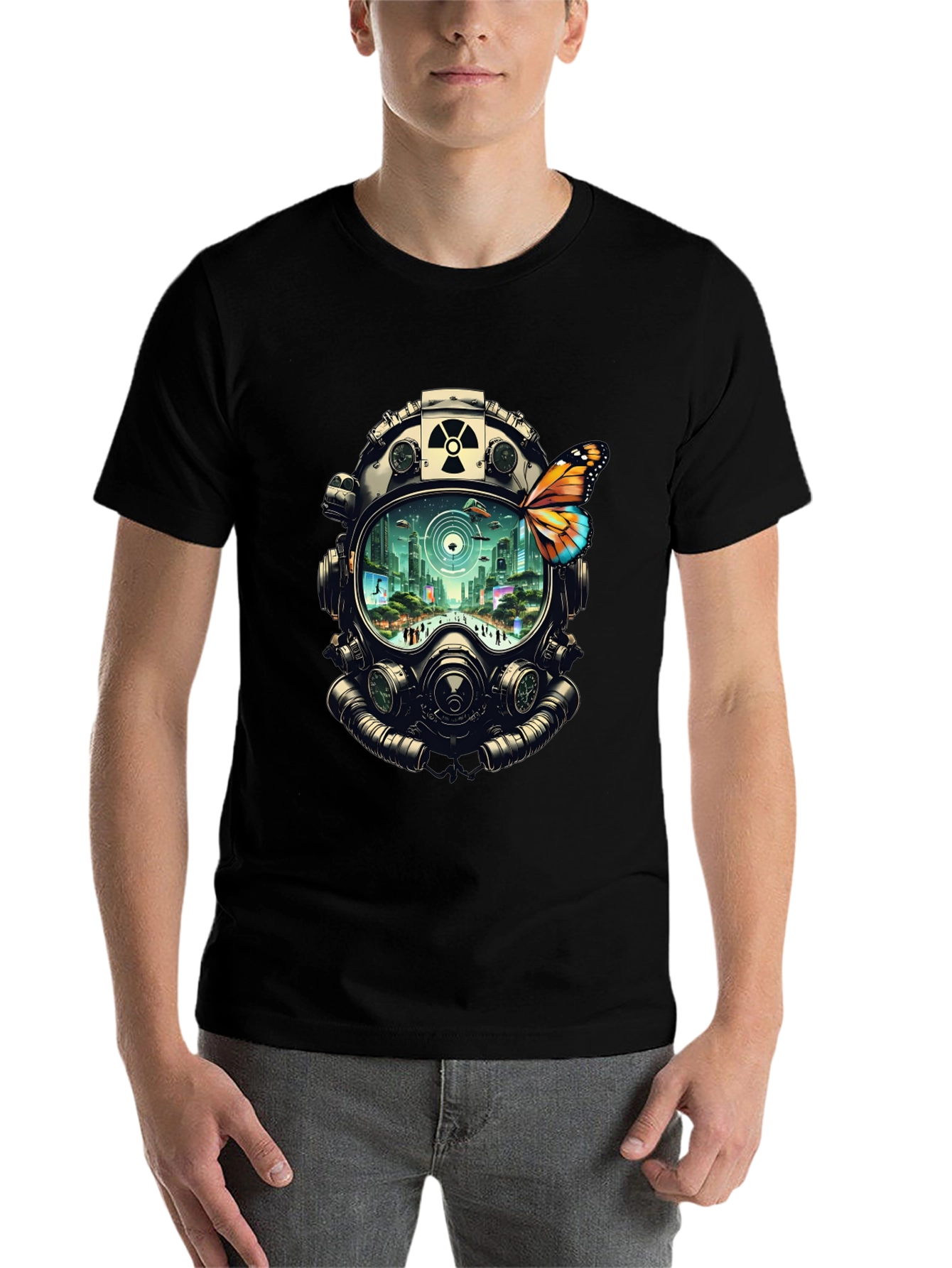 Gas Mask Cityscape Graphic Tee - 7