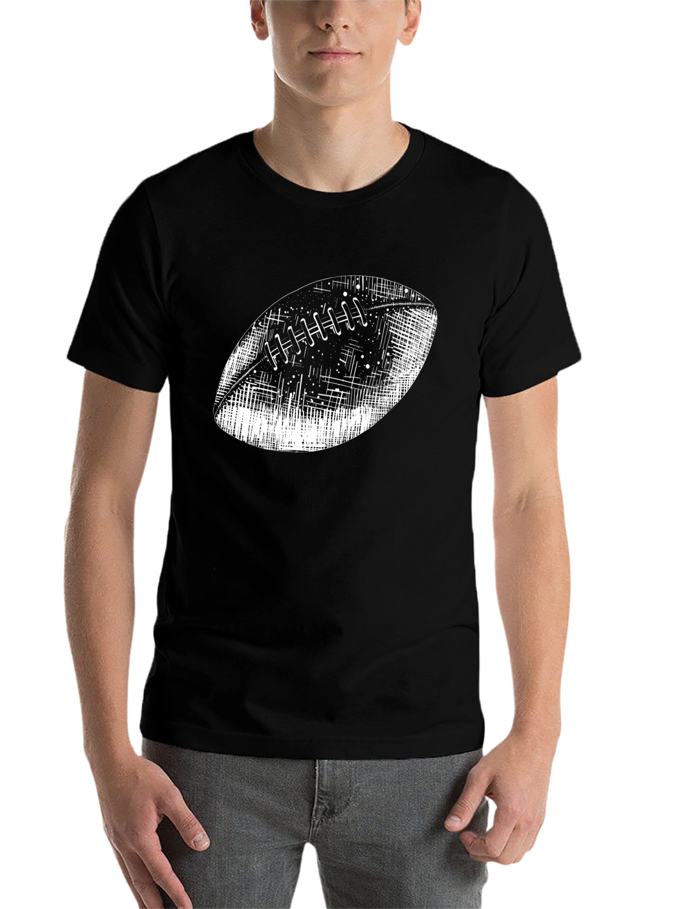 Black Football Graphic Black T-Shirt view 7