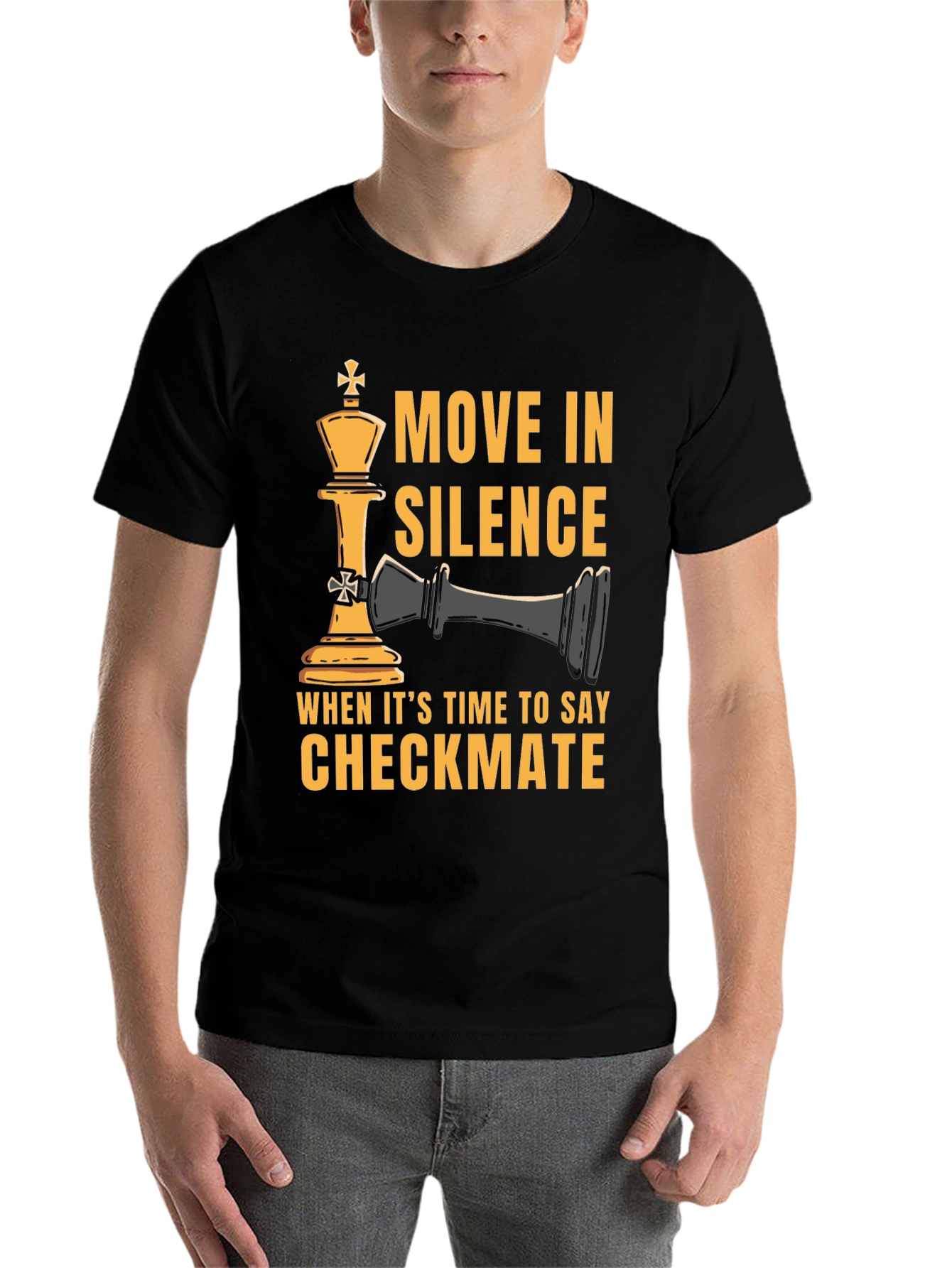 Black Move In Silence Chess Graphic T-Shirt view 7