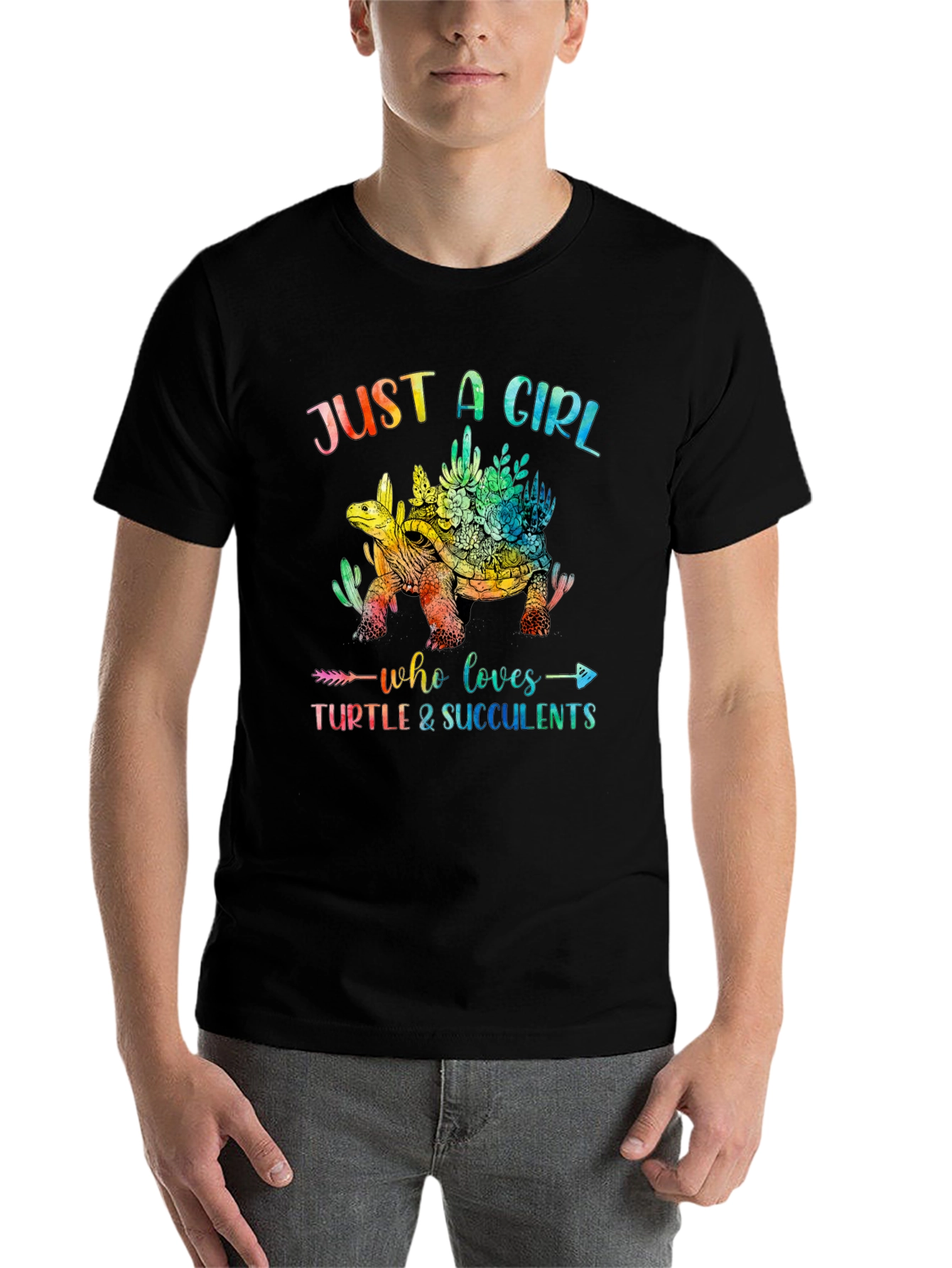 Black Girl's Turtle and Succulent Graphic Tee view 7