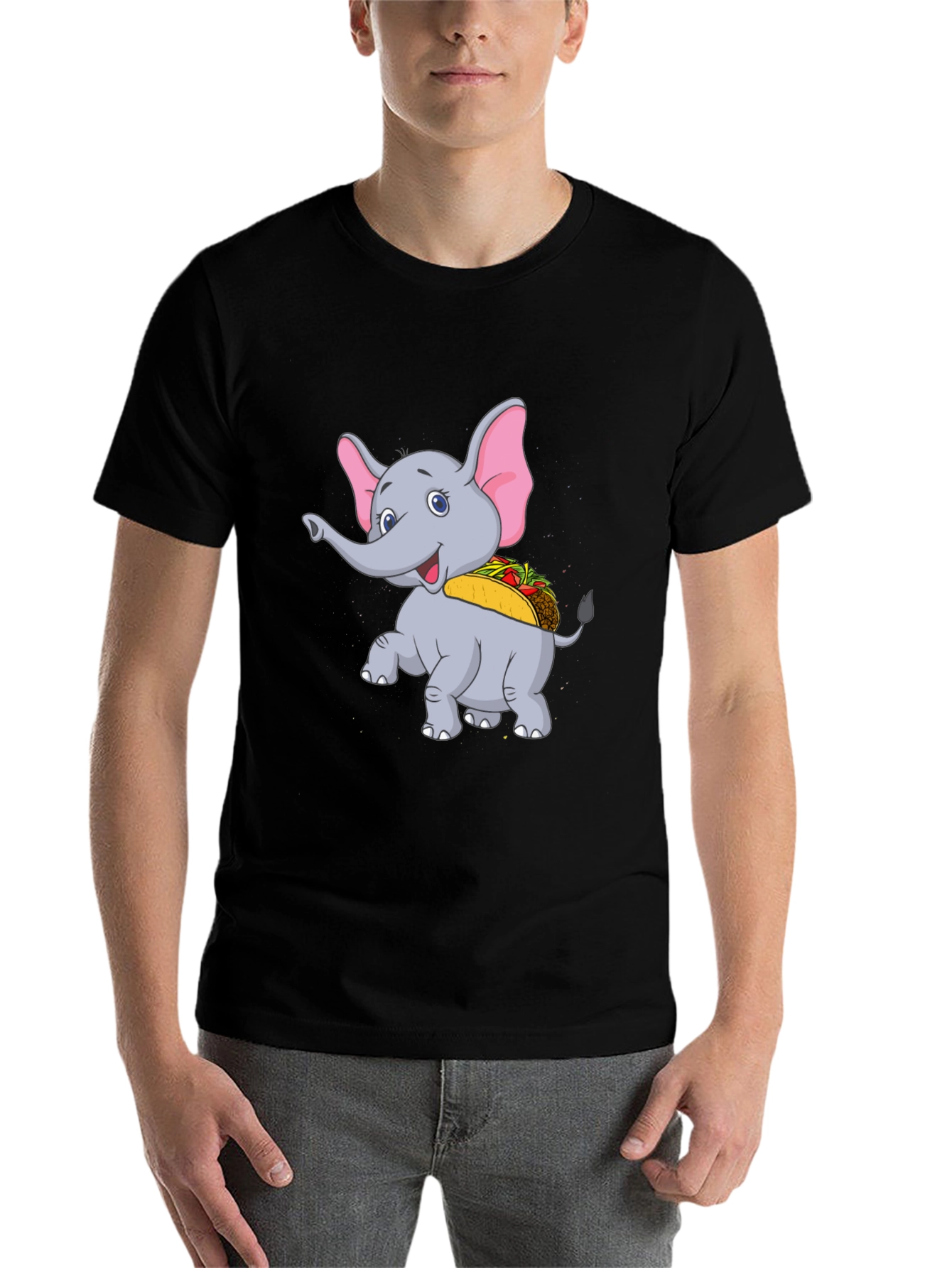 Black Elephant Taco T-Shirt - Cute Cartoon Animal Tee view 7