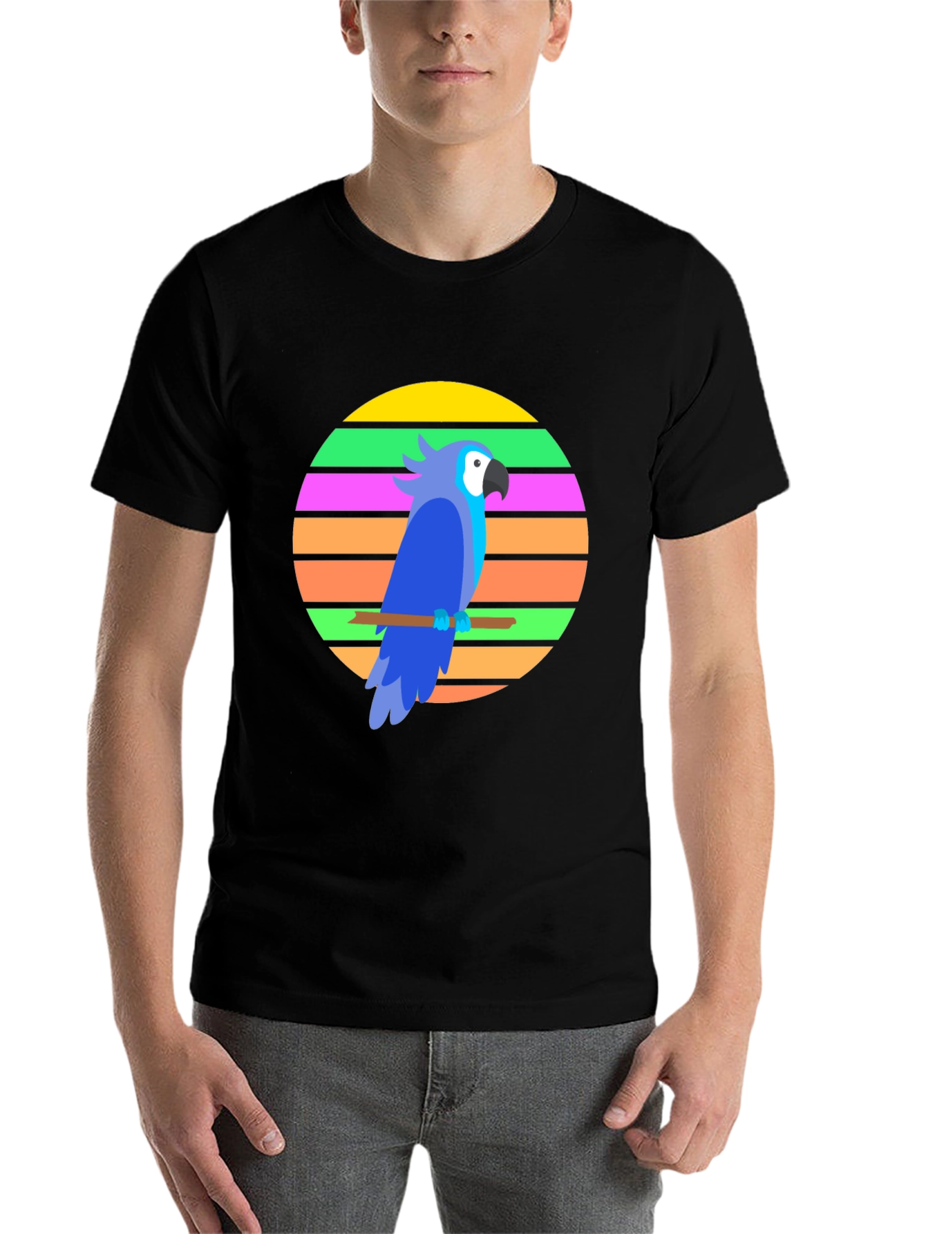 Black Retro Parrot Graphic Tee view 7