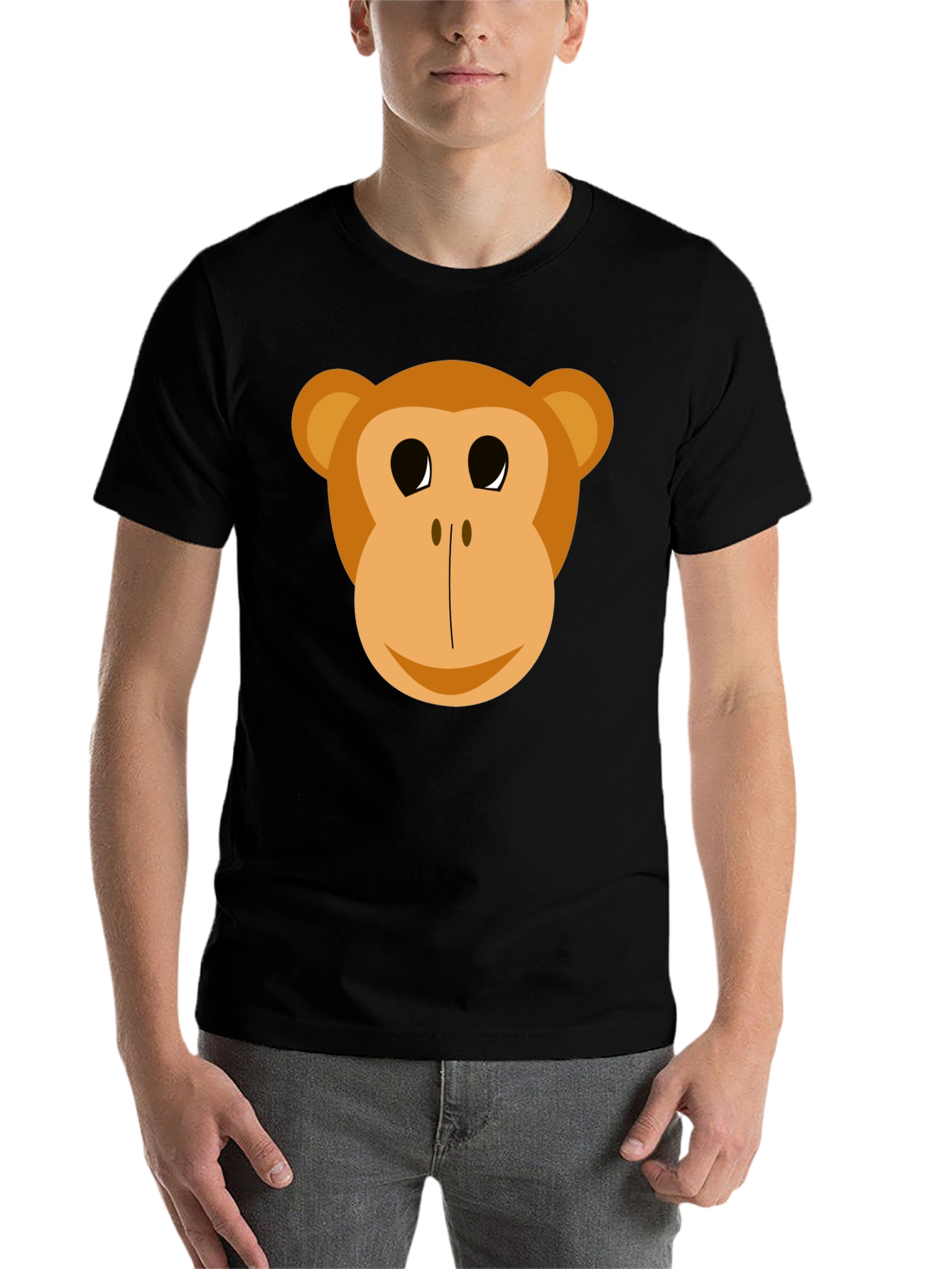 Black Funny Monkey Face Graphic T-Shirt view 7