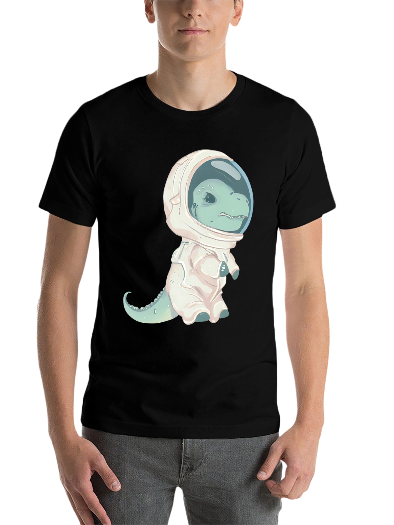 Black Dino Astronaut Graphic T-Shirt view 7
