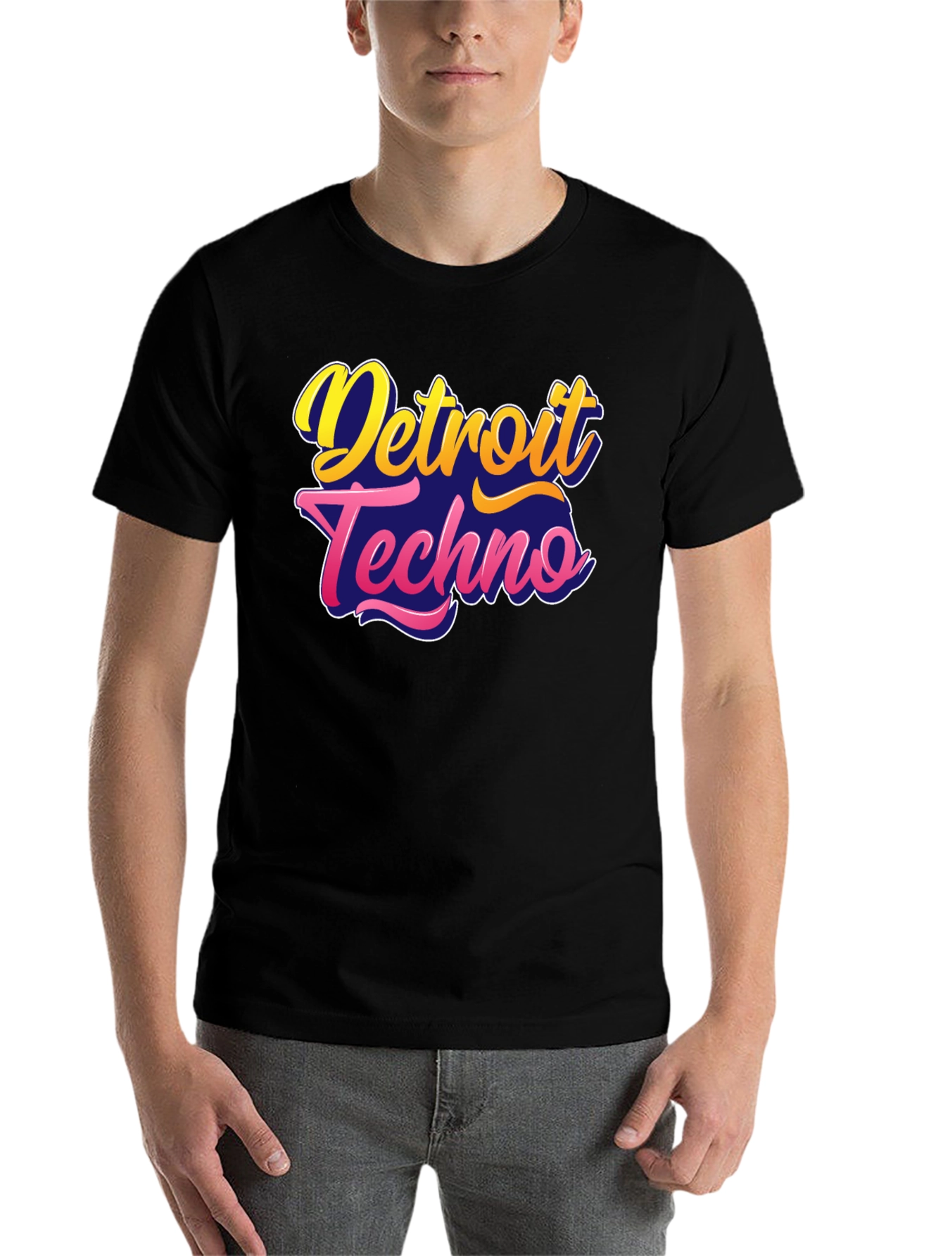 Black Detroit Techno Black T-Shirt view 7
