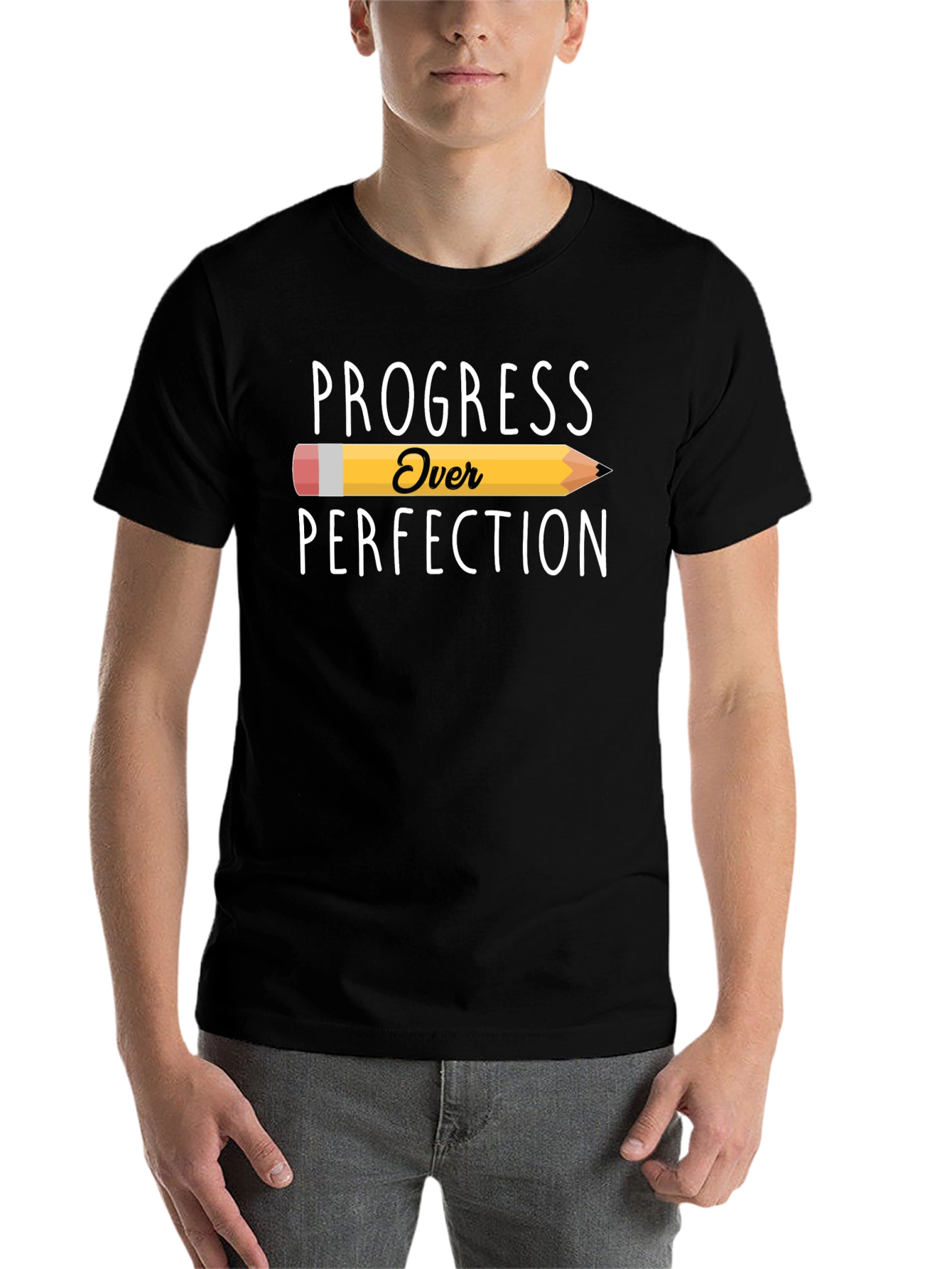 Black Progress Over Perfection T-Shirt - Motivational Tee view 7
