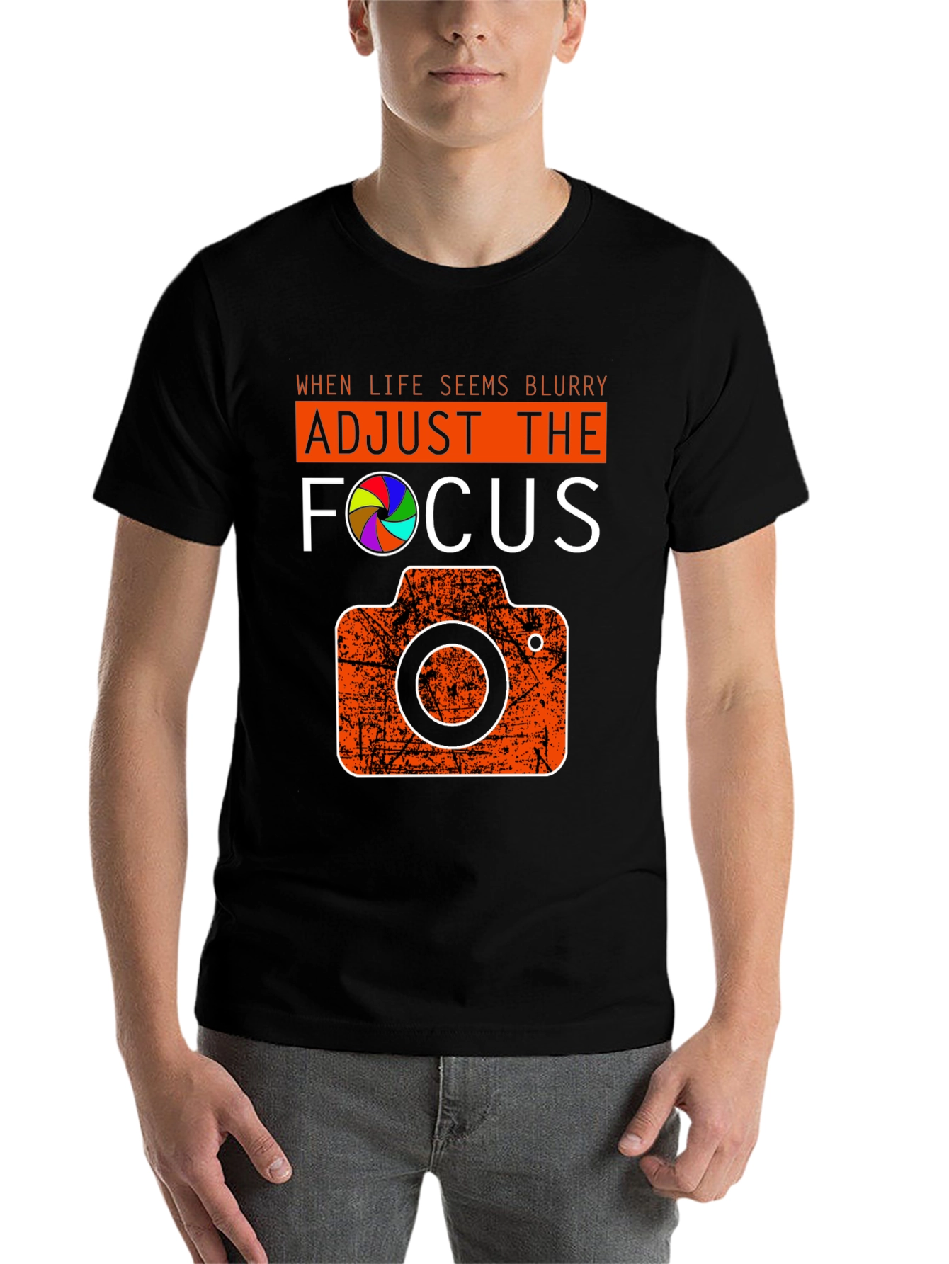Black Adjust the Focus Graphic Tee - Photography Lover's T-Shirt view 7