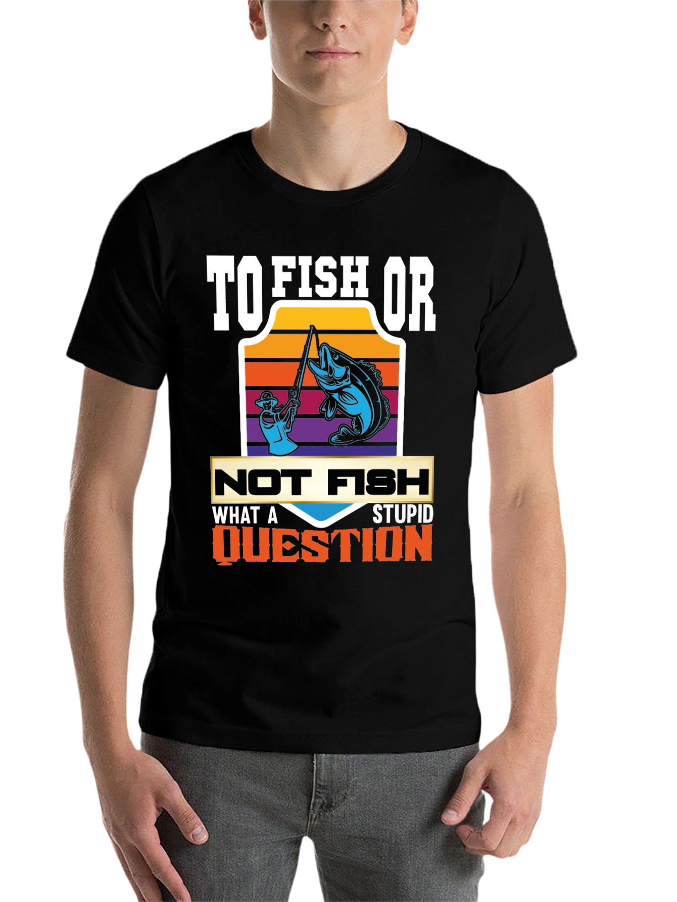 Black Fishing Humor T-Shirt: To Fish Or Not Fish view 7