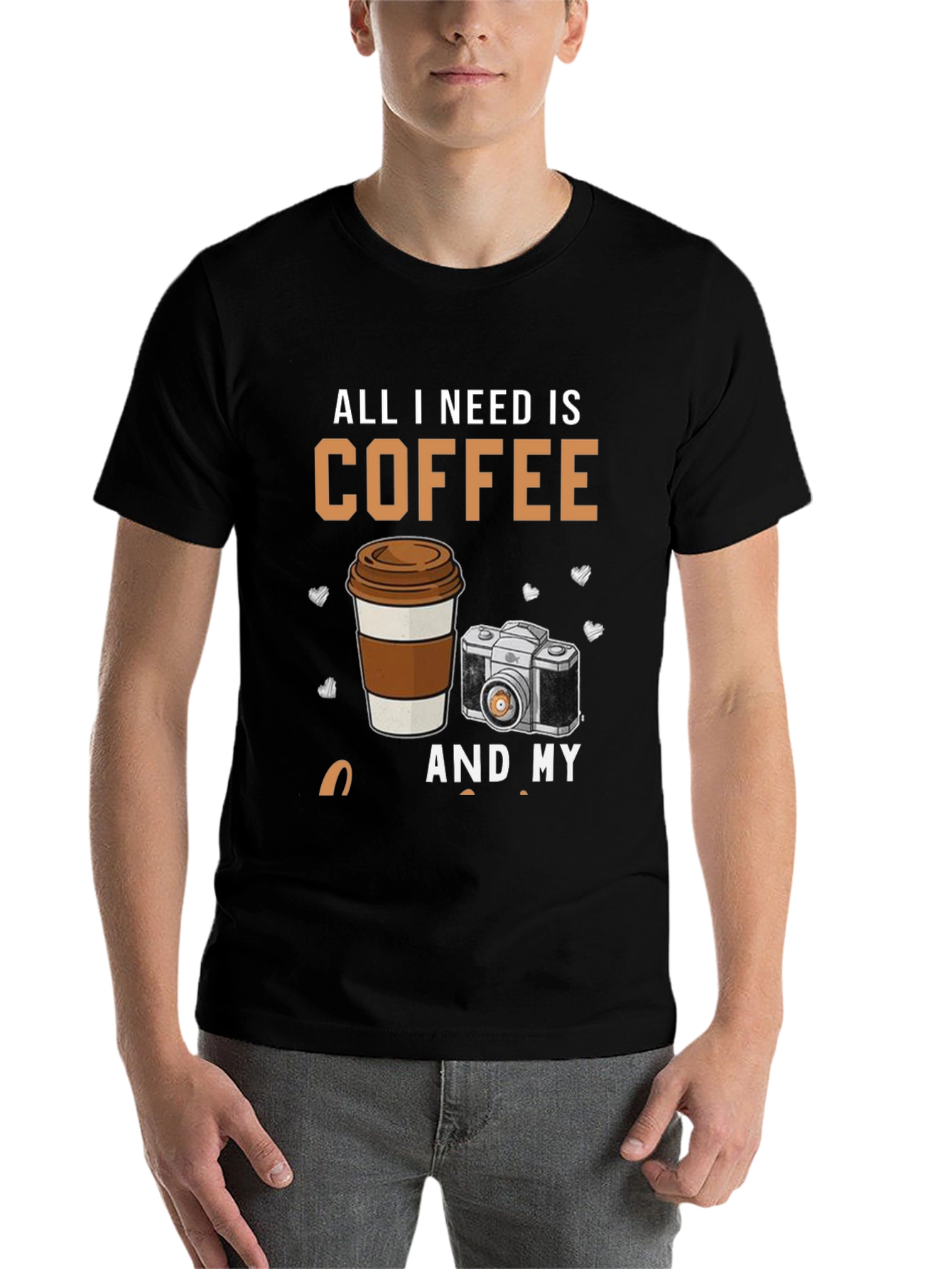 Black Coffee & Camera Graphic T-Shirt view 7