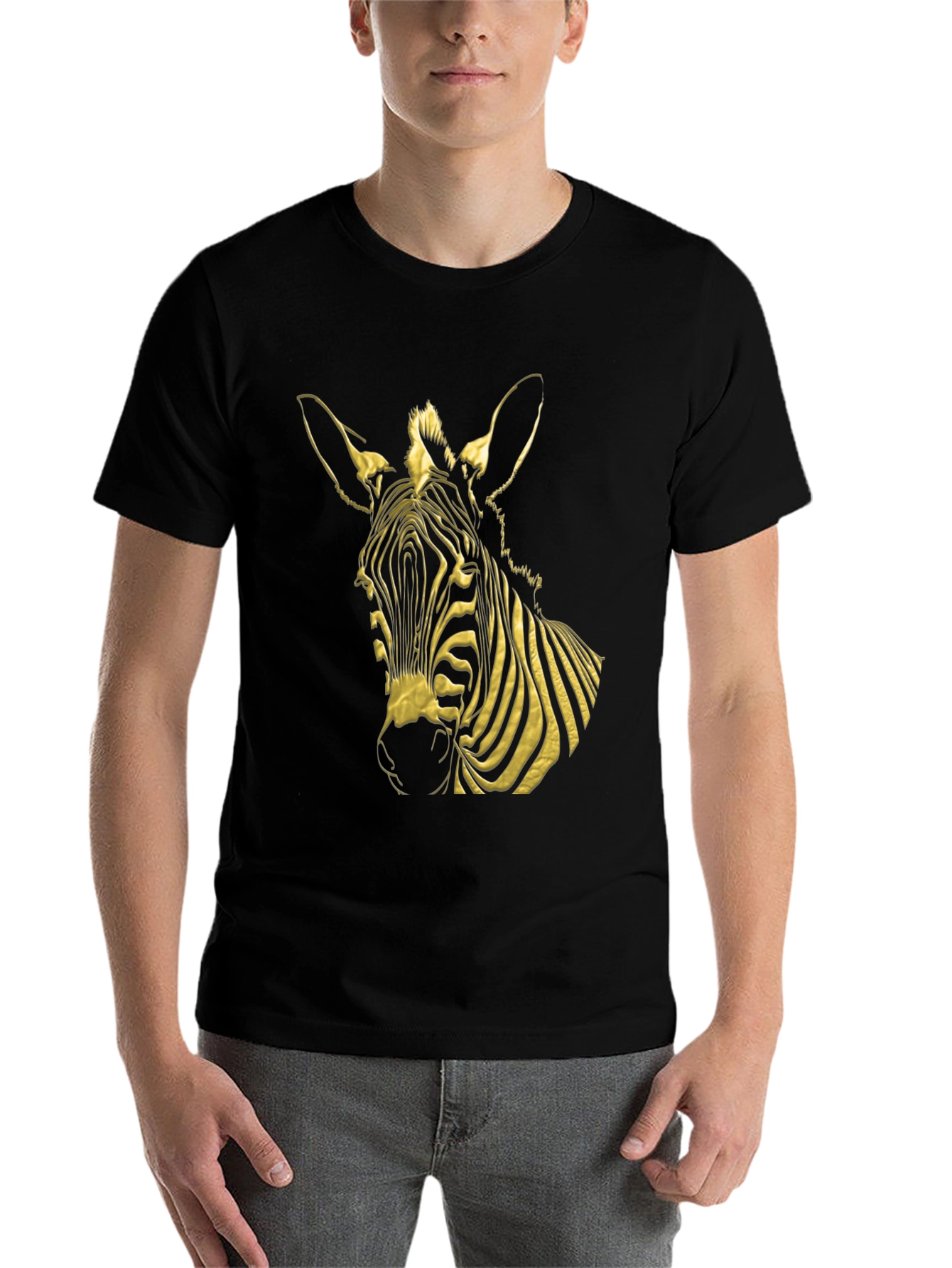 Black Zebra Graphic Tee - Bold Black T-Shirt view 7