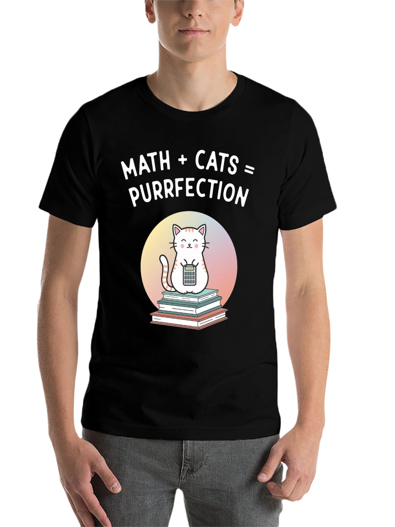 Black Math + Cats = Purrfection Graphic T-Shirt view 7