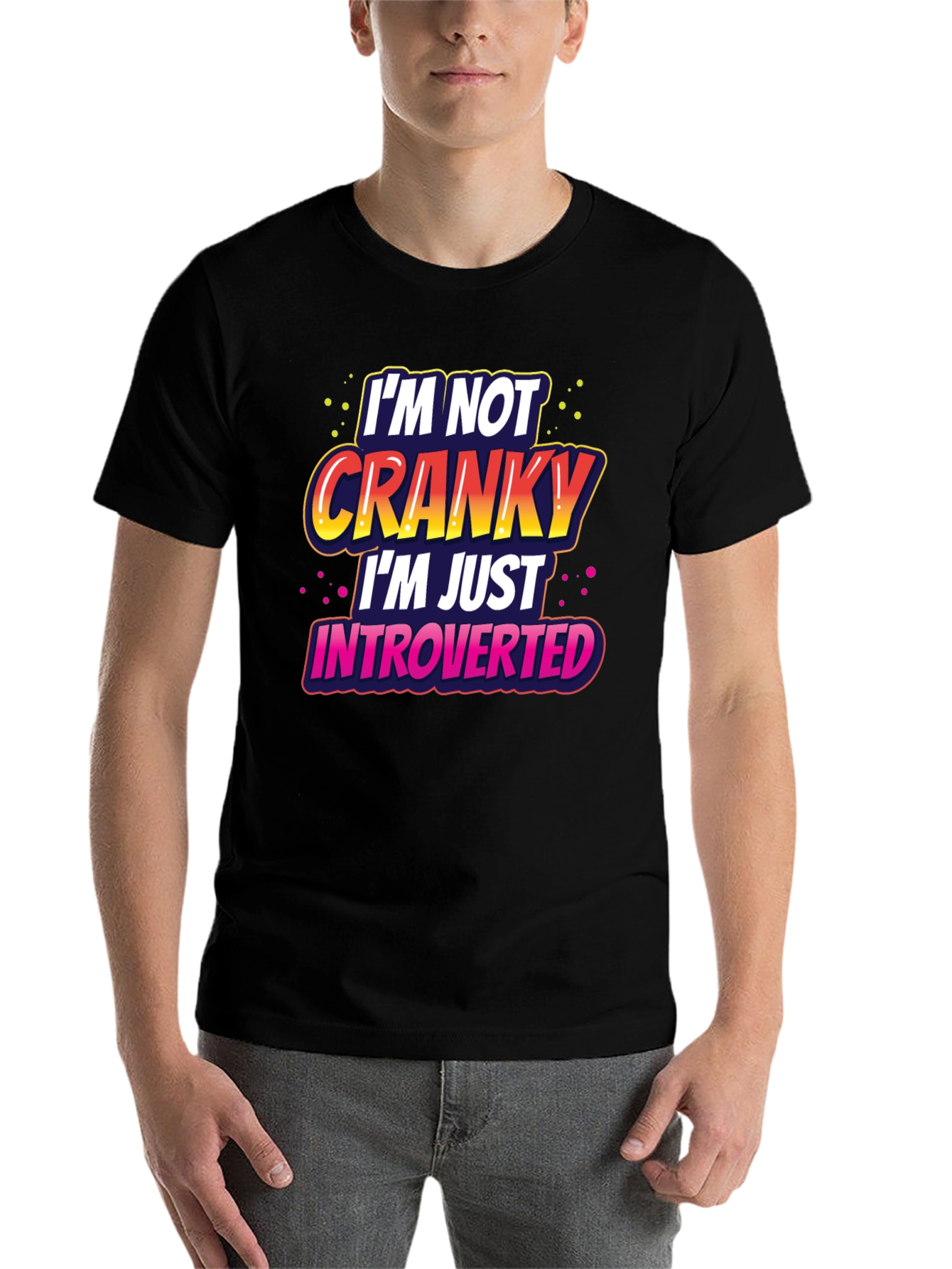 Black Introverted Graphic Tee -  Funny Novelty T-Shirt view 7