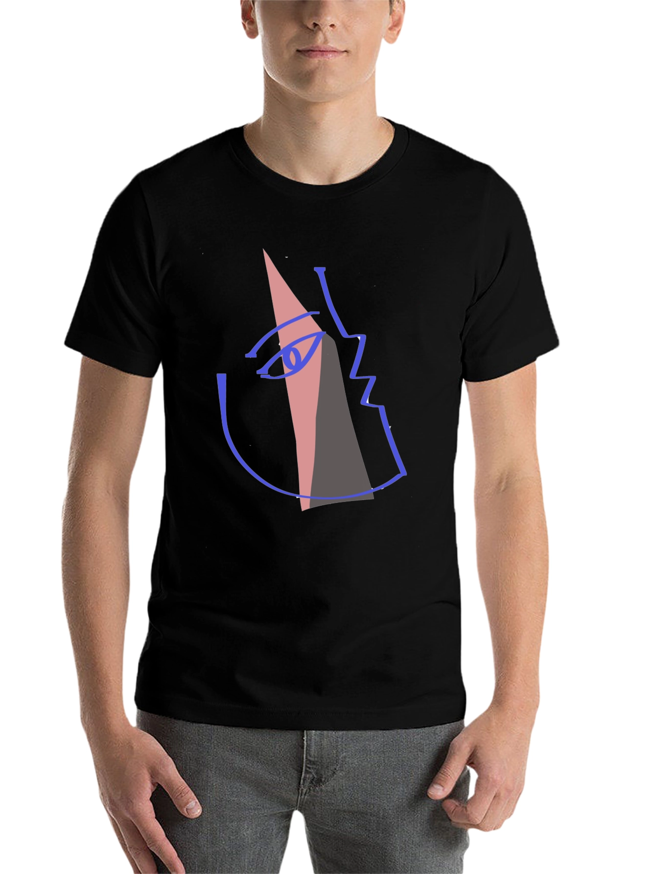 Black Abstract Face Graphic T-Shirt - Modern Art Tee view 7