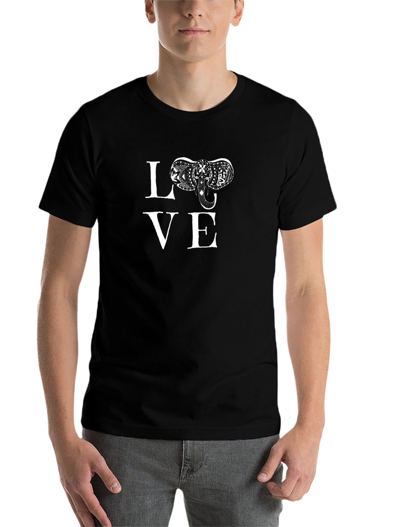 Black Love Elephant Graphic Print Tee view 7