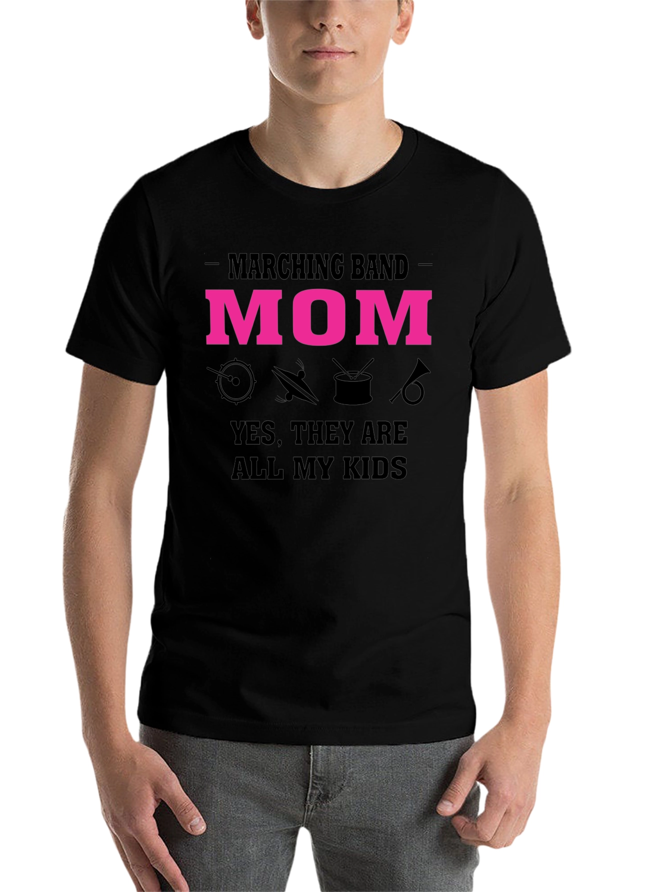 Black Marching Band Mom Graphic T-Shirt view 7