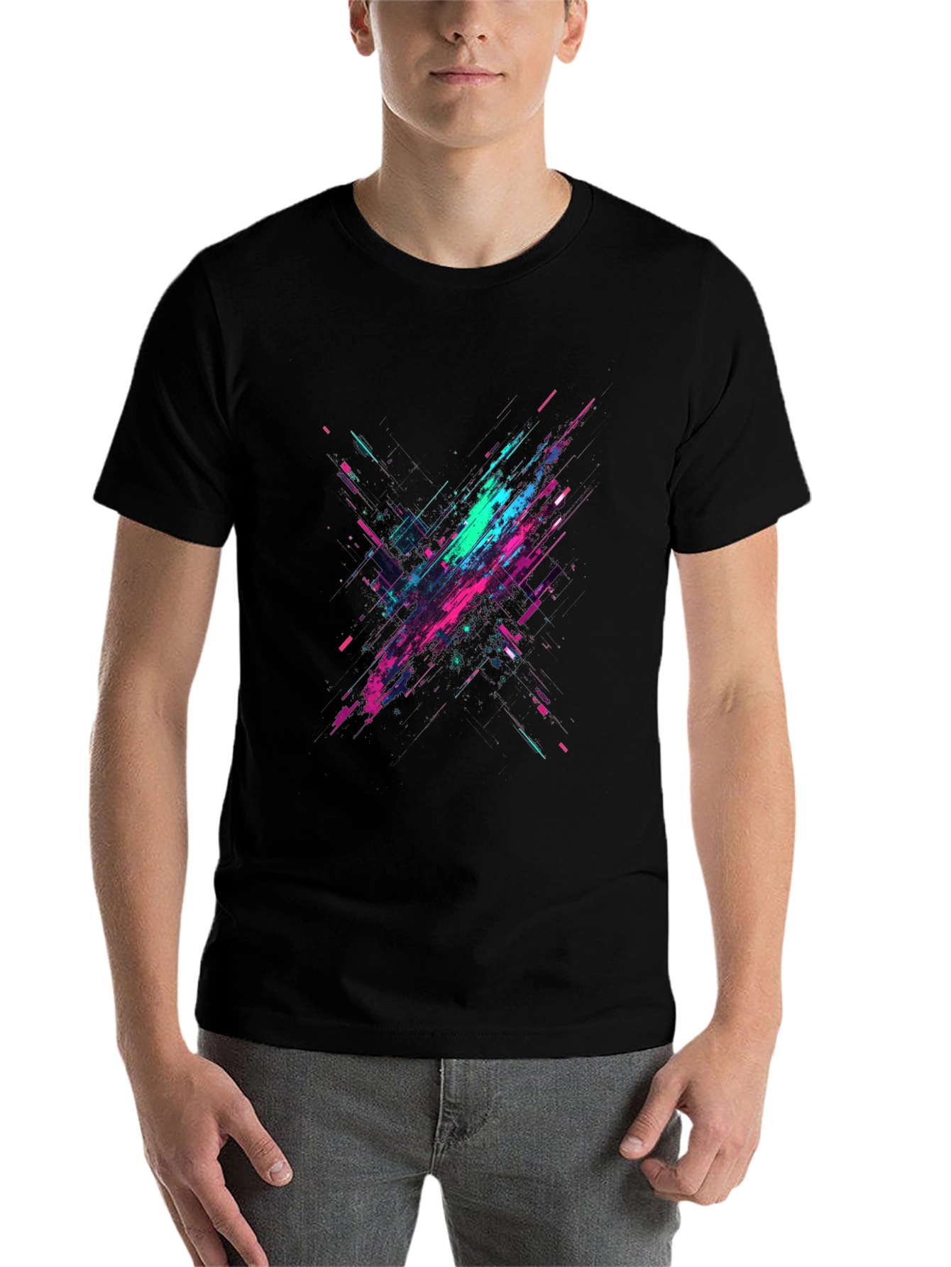 Black Abstract Graphic Print Black T-Shirt view 7