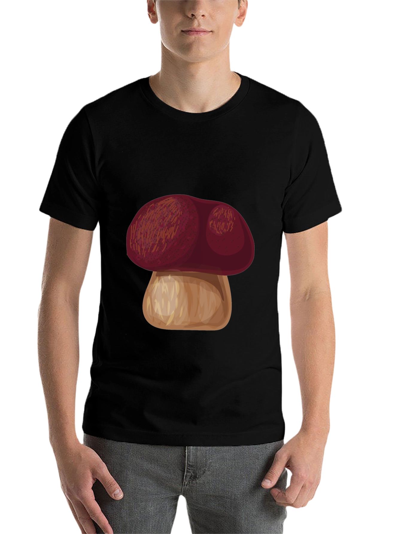 Black Mushroom Graphic Tee - Casual Black T-Shirt view 7